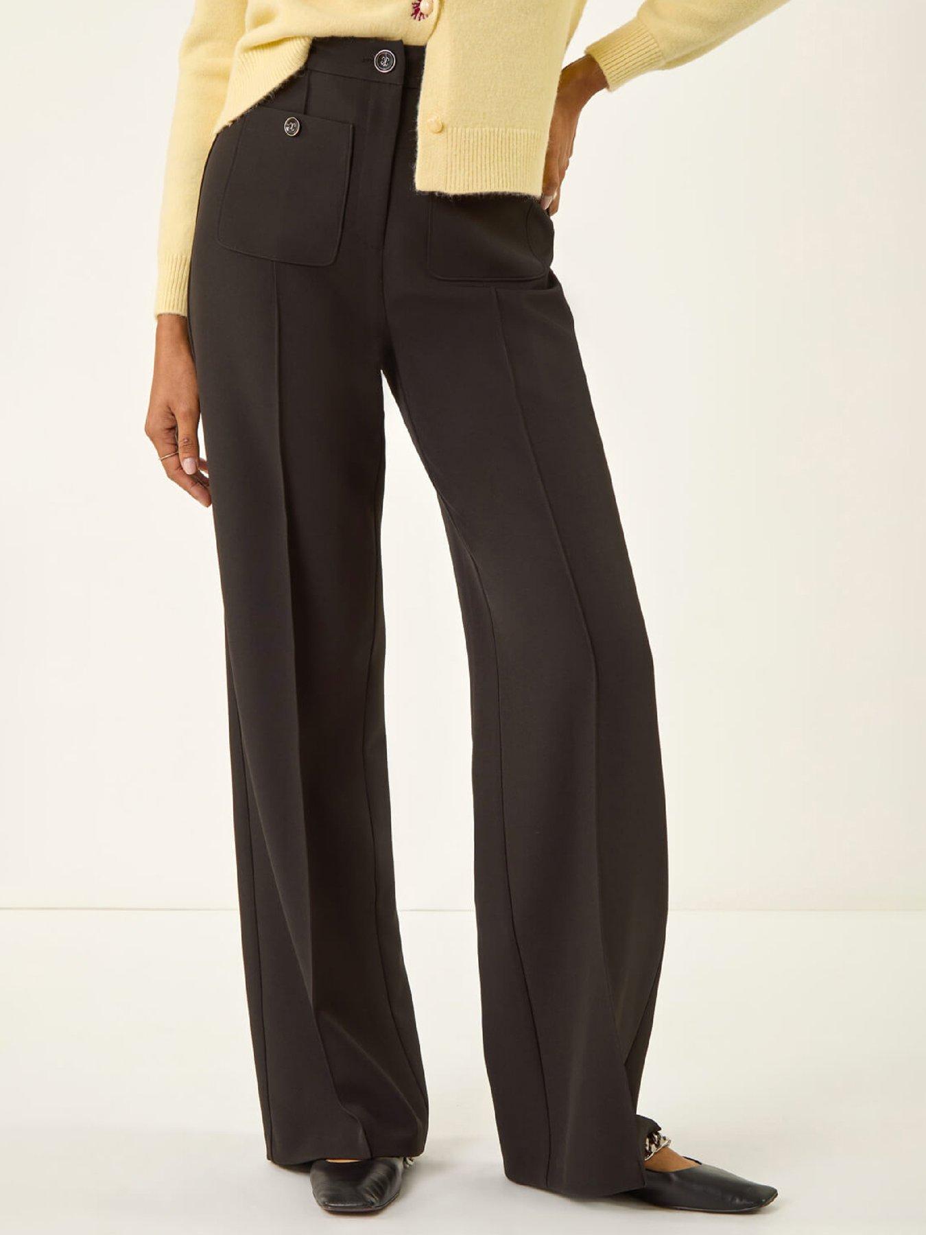 Roman Women's Black Pocket Button Smart Trousers In | Size: 12 - Image 2