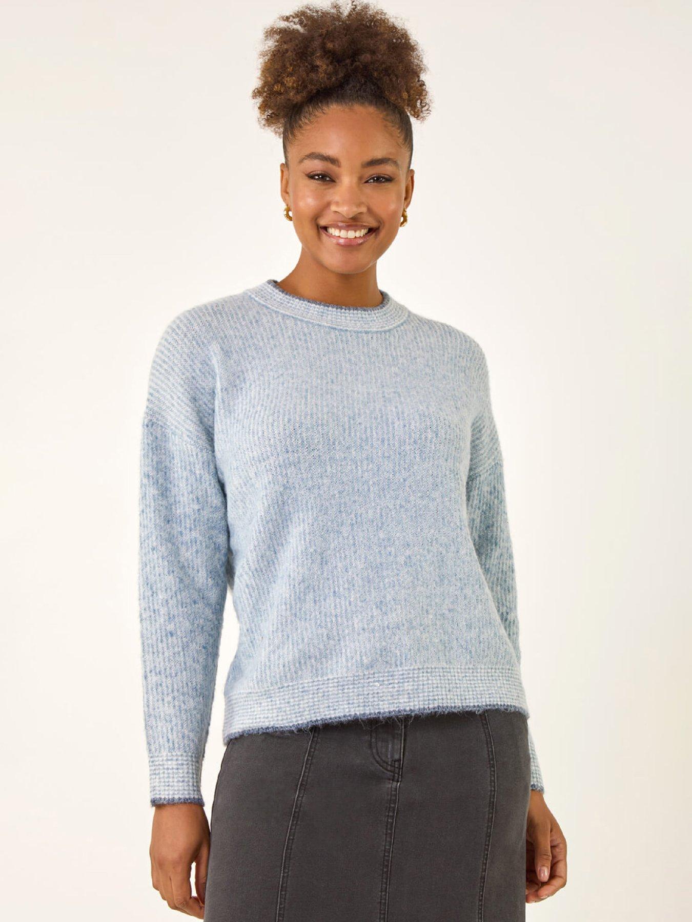 Roman Stitch Detail Soft Knit Jumper - Light Blue