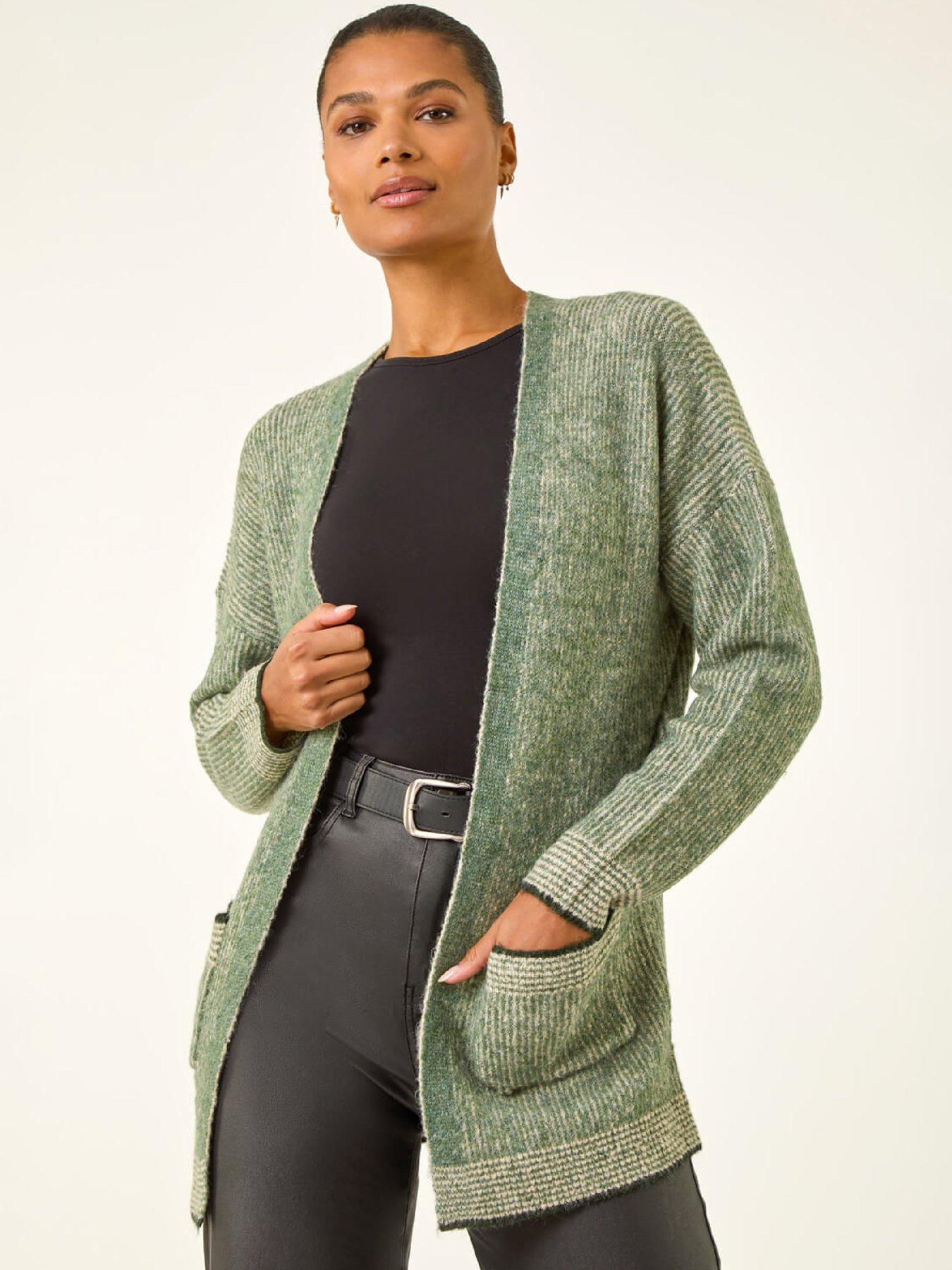 Roman Soft Knit Pocket Cardigan - Green