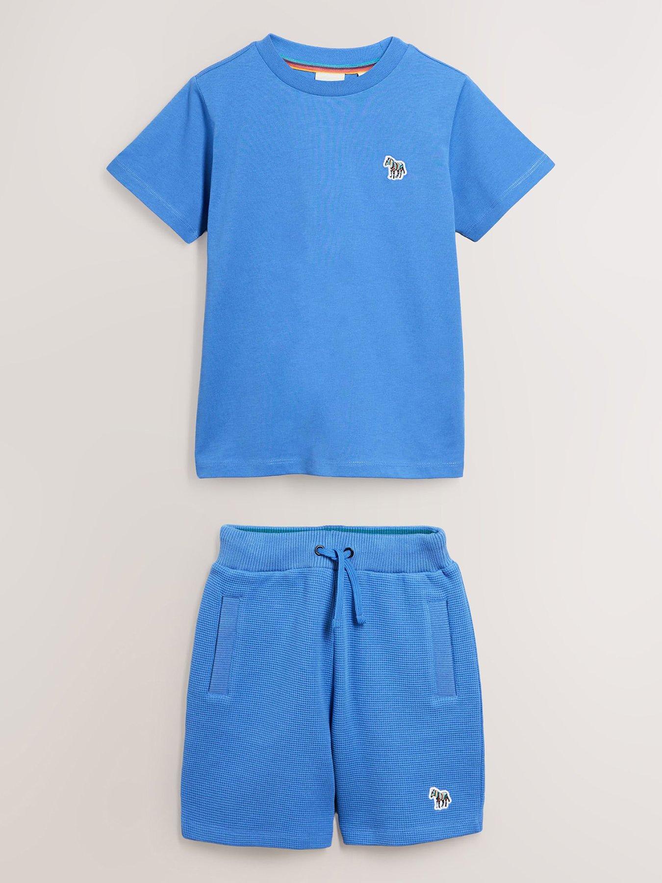 Paul Smith Junior Boys Waffle Logo Short Set - Blue