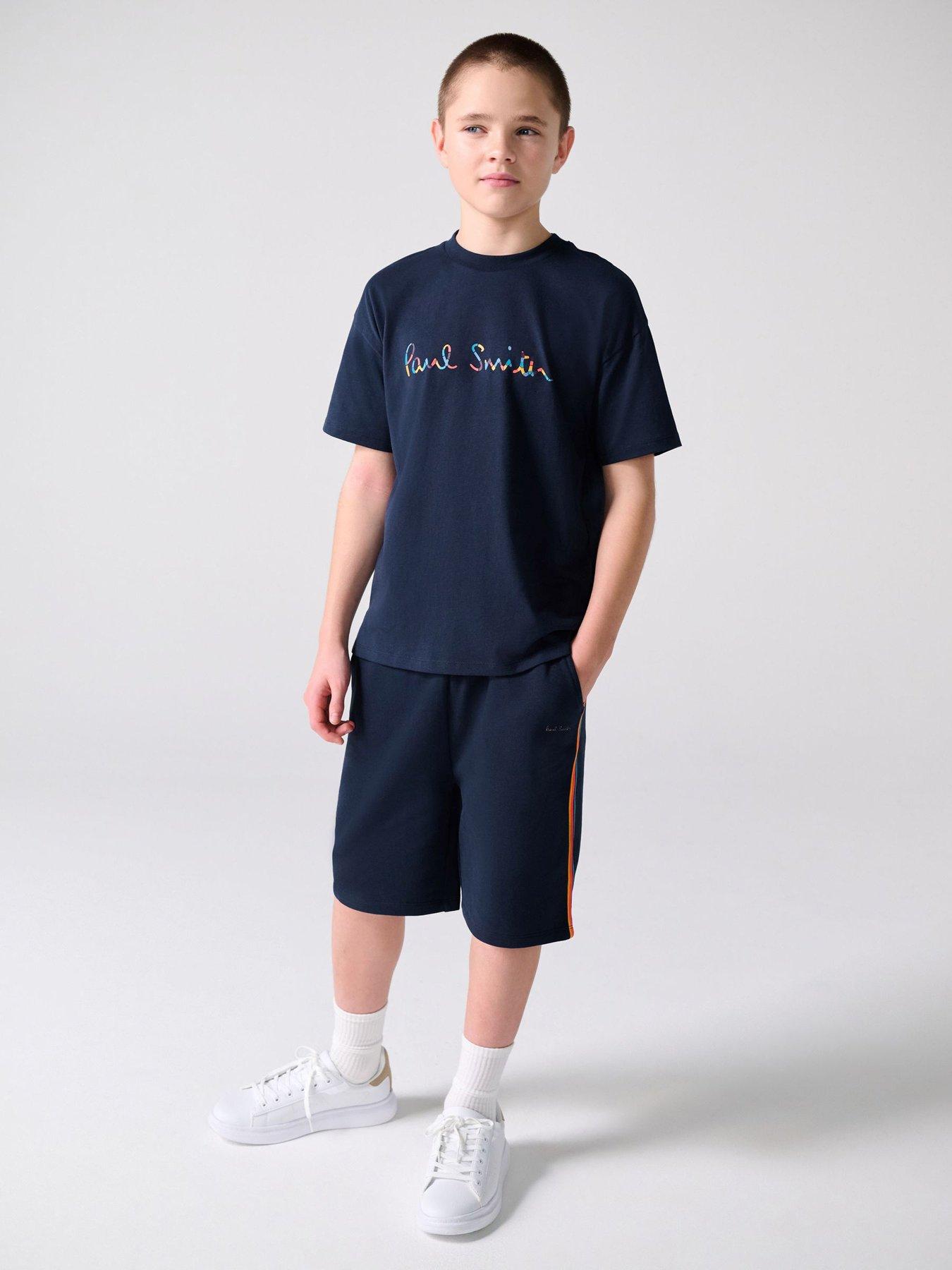 Image 1 of 7 of Paul Smith Junior Older Boys Logo T-Shirt &amp; Shorts Set - Navy