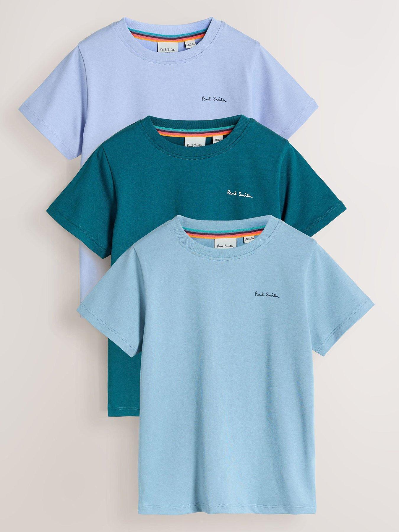 Image 1 of 6 of Paul Smith Junior Older Boys Logo 3 Pack T-Shirts - Blue