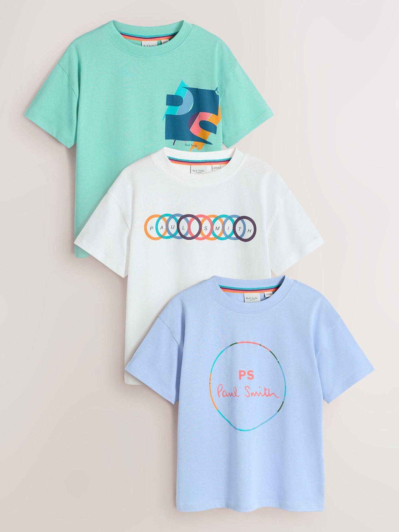 Image 1 of 6 of Paul Smith Junior Boys 3 Pack Graphic Logo T-Shirts - Multi