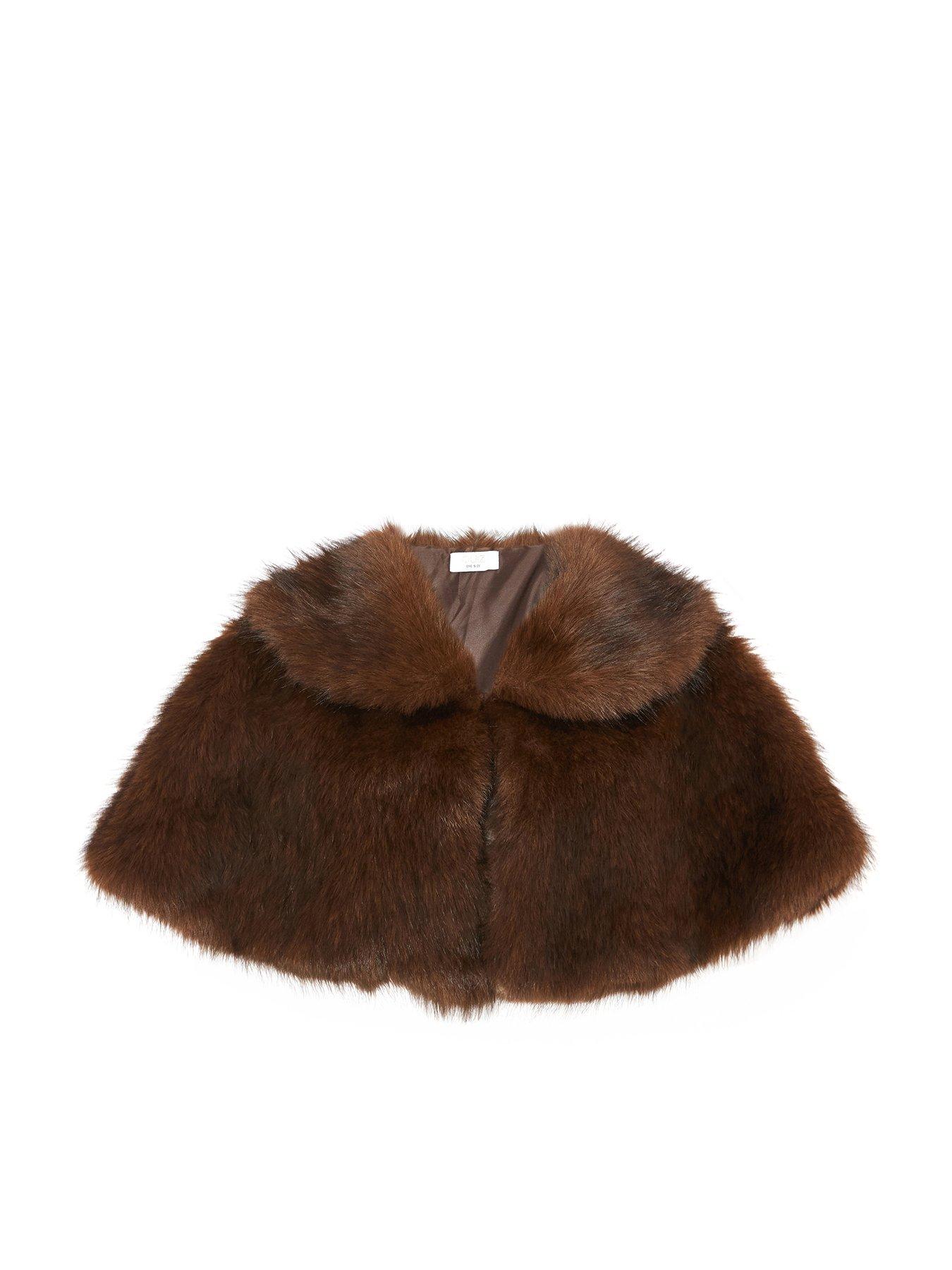 Quiz Brown Collared Faux Fur Wrap