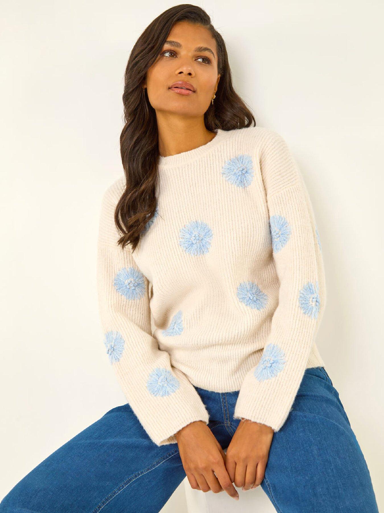 Image 1 of 5 of Roman Scattered Flower Knit Jumper - Ivory