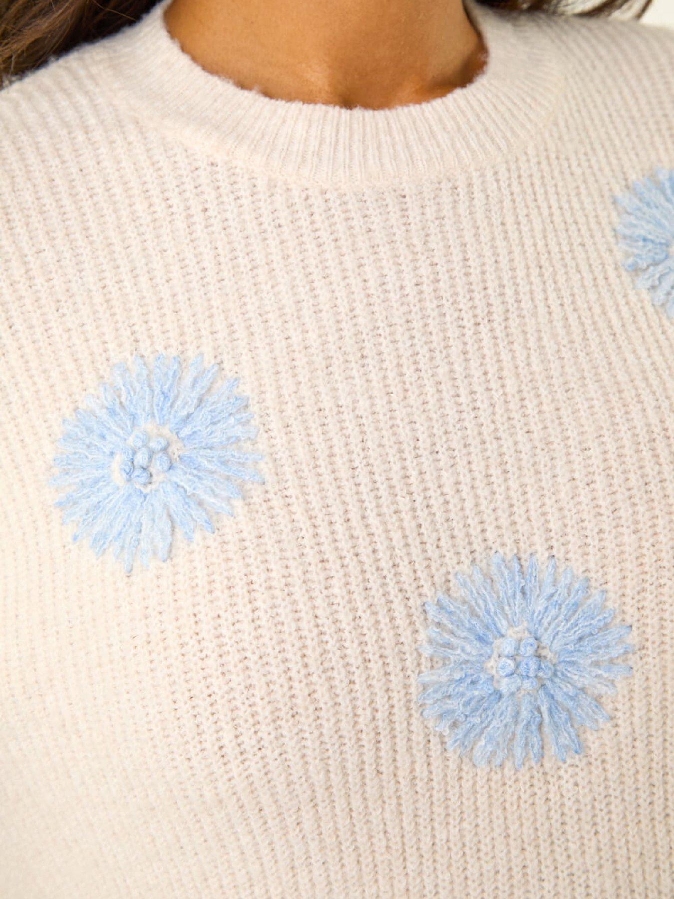 Image 4 of 5 of Roman Scattered Flower Knit Jumper - Ivory