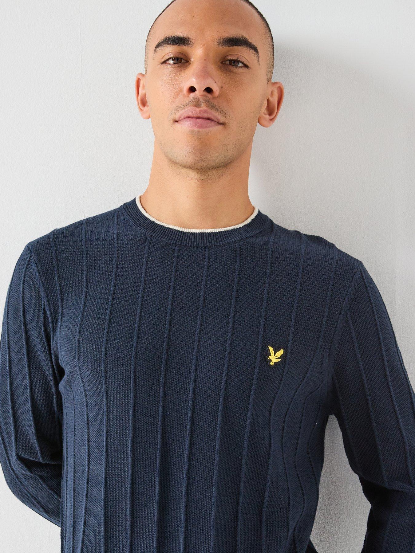 Image 4 of 4 of Lyle & Scott Tipped Pique Knitted Crew Neck Jumper - Navy