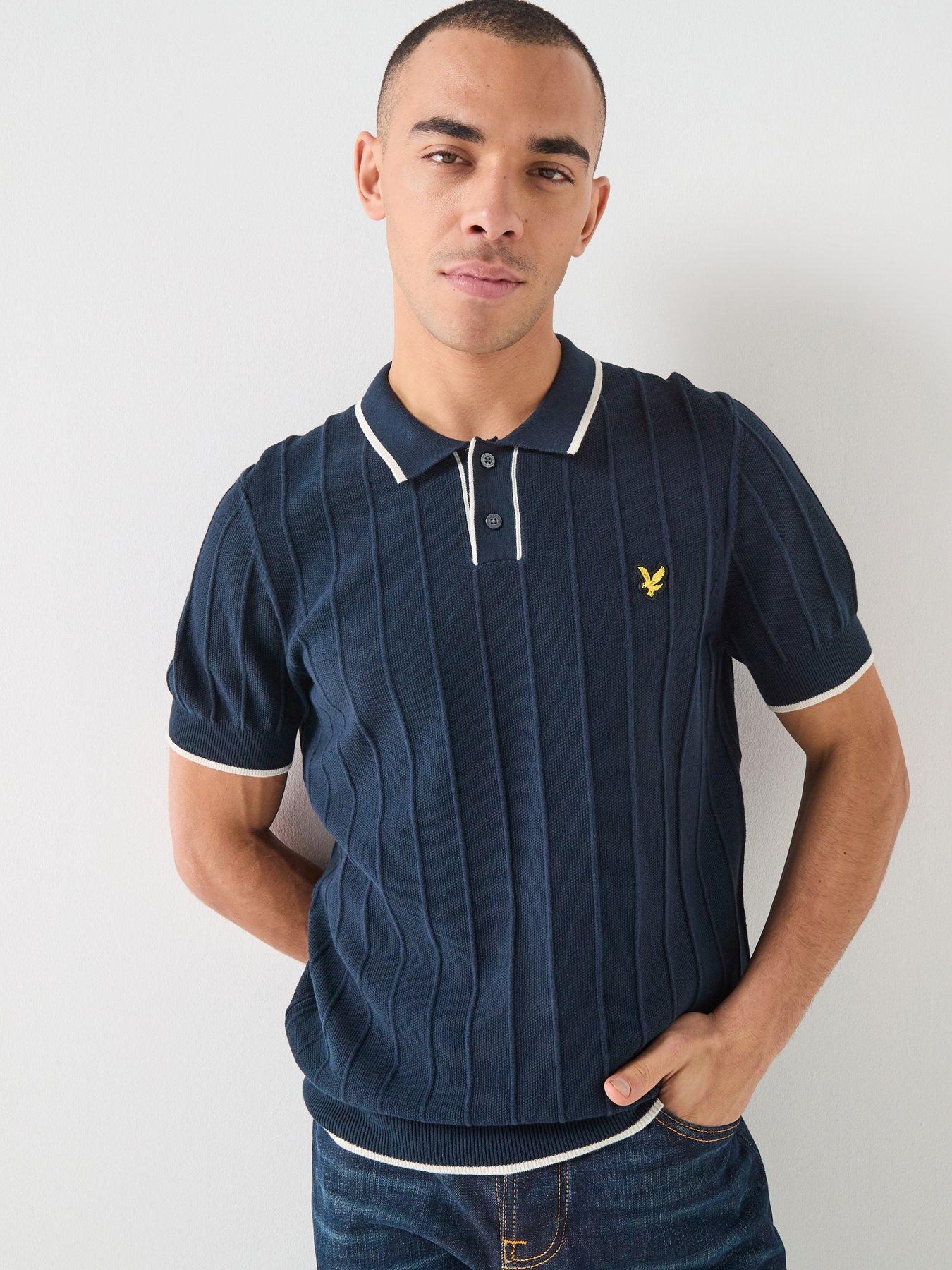 Lyle & Scott Tipped Pique Knitted Polo Shirt - Navy
