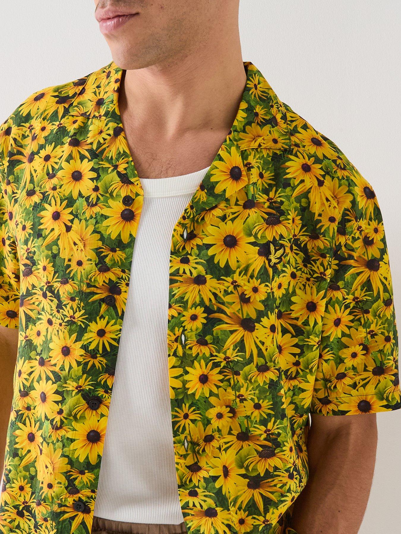 Image 4 of 6 of Lyle & Scott Wild Garden Print Resort Shirt - Yellow