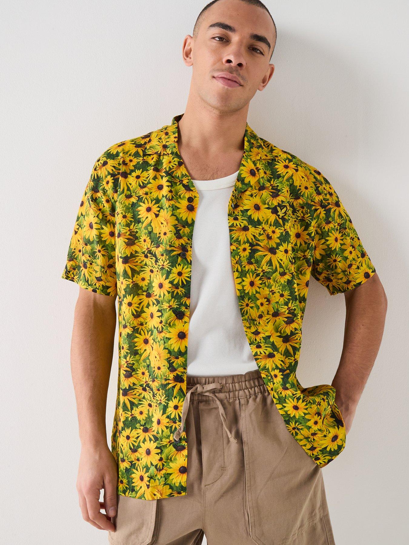 Image 5 of 6 of Lyle & Scott Wild Garden Print Resort Shirt - Yellow