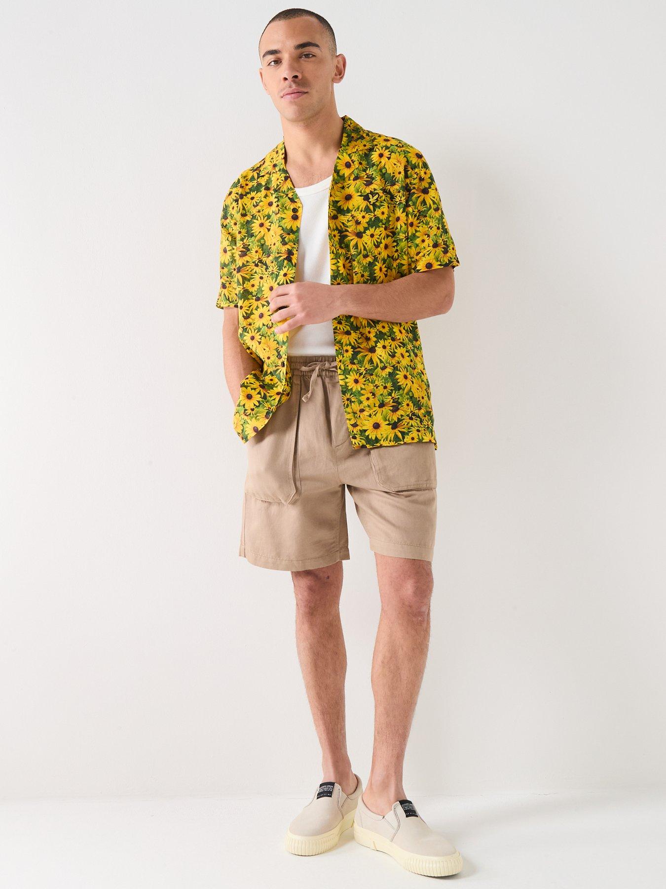 Image 6 of 6 of Lyle & Scott Wild Garden Print Resort Shirt - Yellow