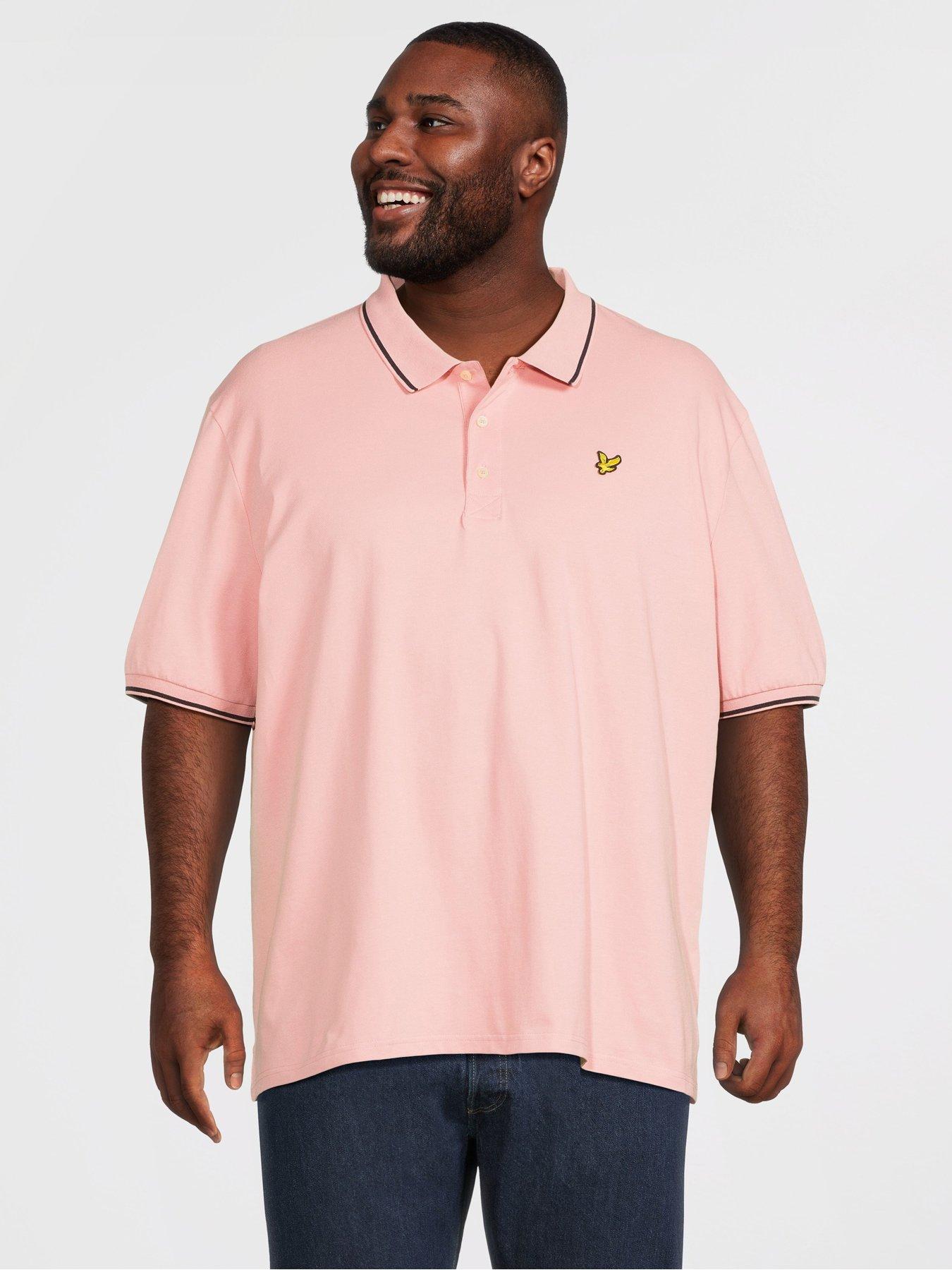 Lyle & Scott Big Tall Tipped Polo Shirt, Pink, Size 1Xl, Men