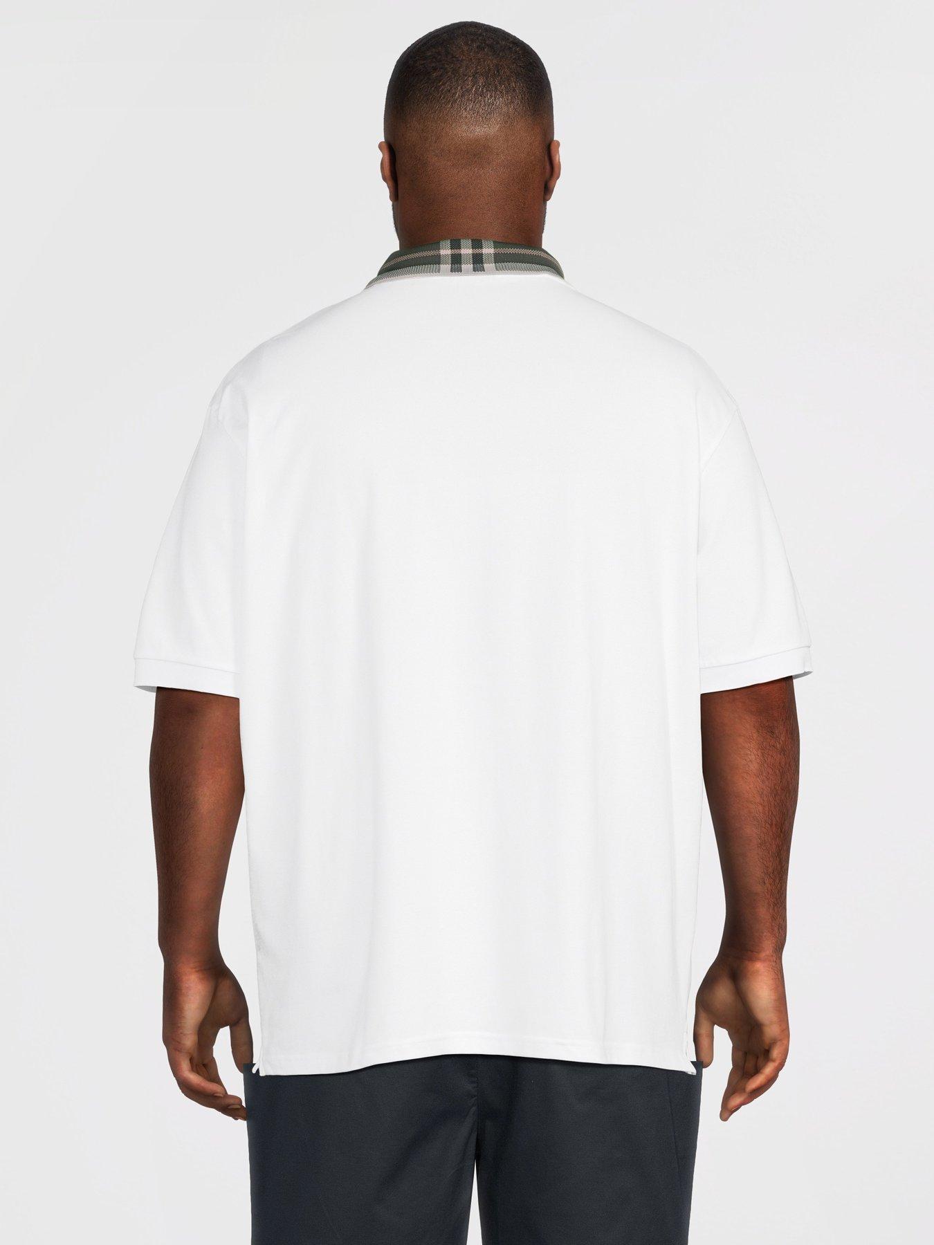 Image 2 of 5 of Lyle & Scott Big Tall Tartan Collar Polo Shirt - White