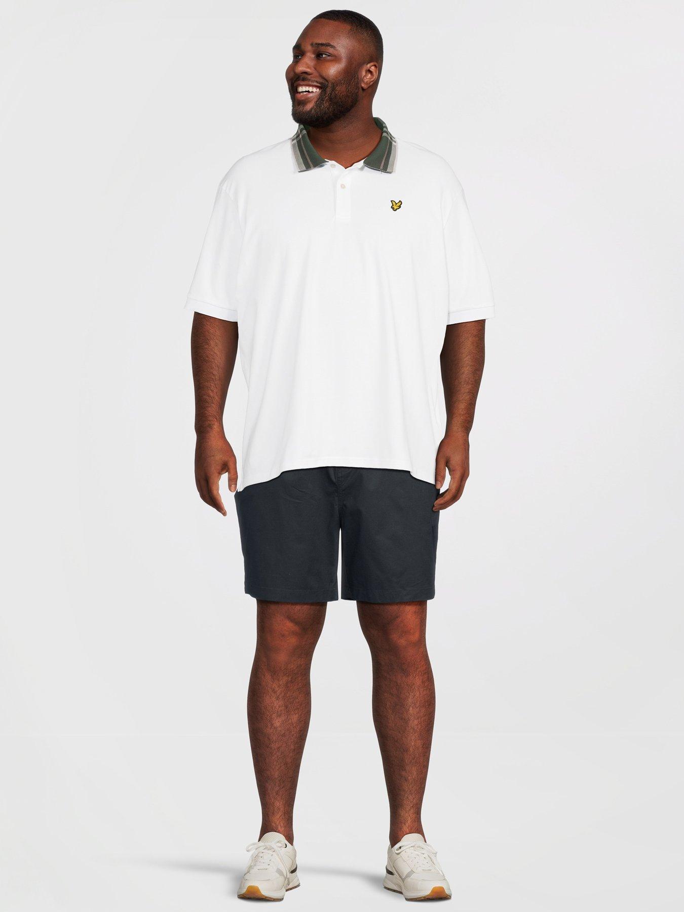 Image 3 of 5 of Lyle & Scott Big Tall Tartan Collar Polo Shirt - White
