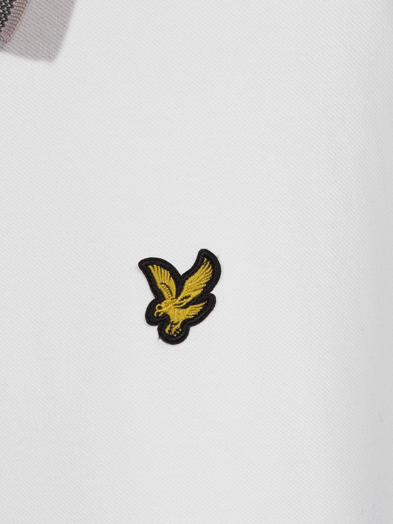 Image 4 of 5 of Lyle & Scott Big Tall Tartan Collar Polo Shirt - White