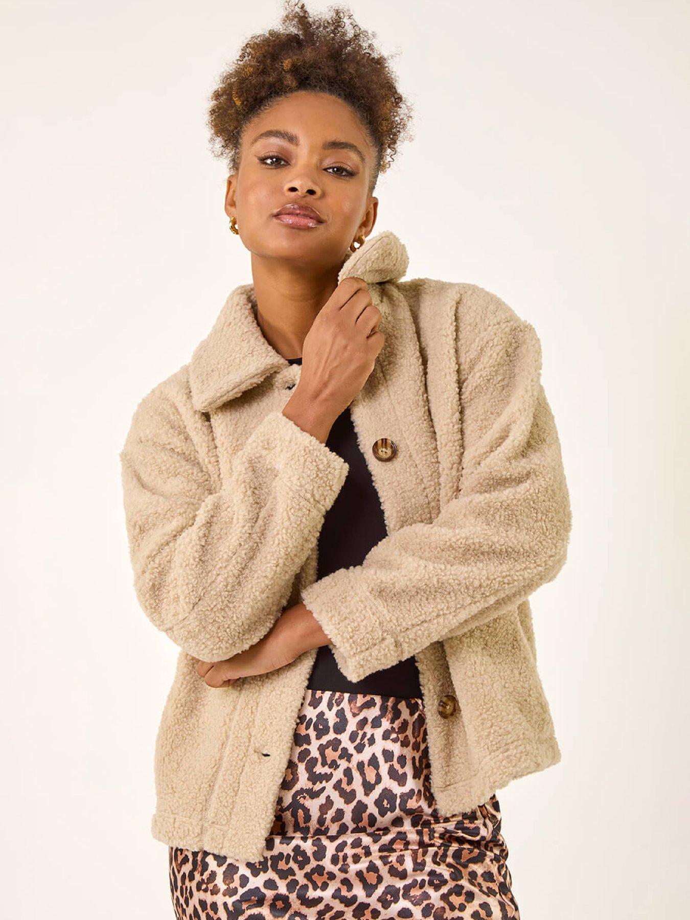 Roman Collared Borg Fleece Jacket - Natural