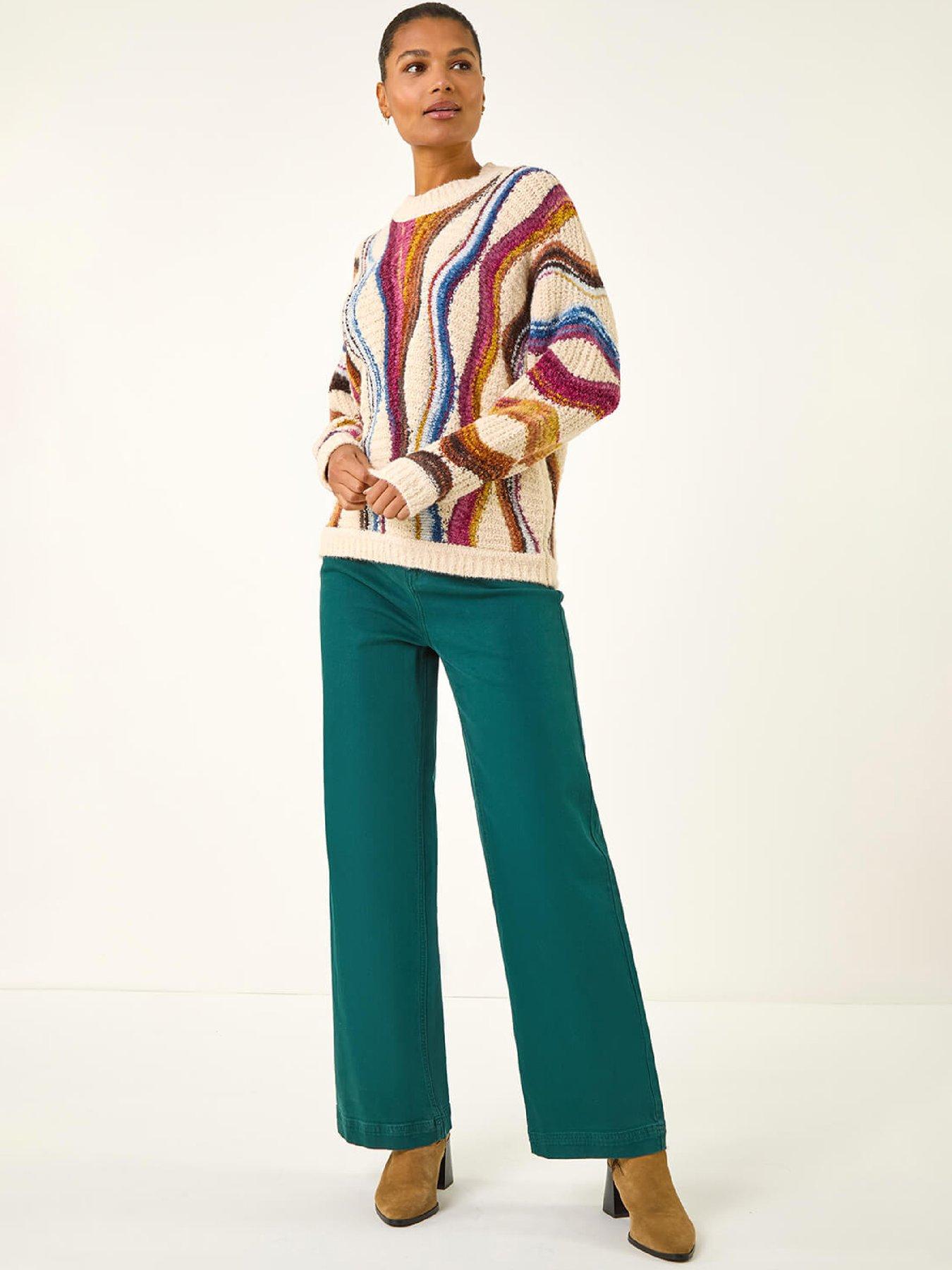 Image 3 of 5 of Roman Abstract Stripe Knit Jumper - Ivory