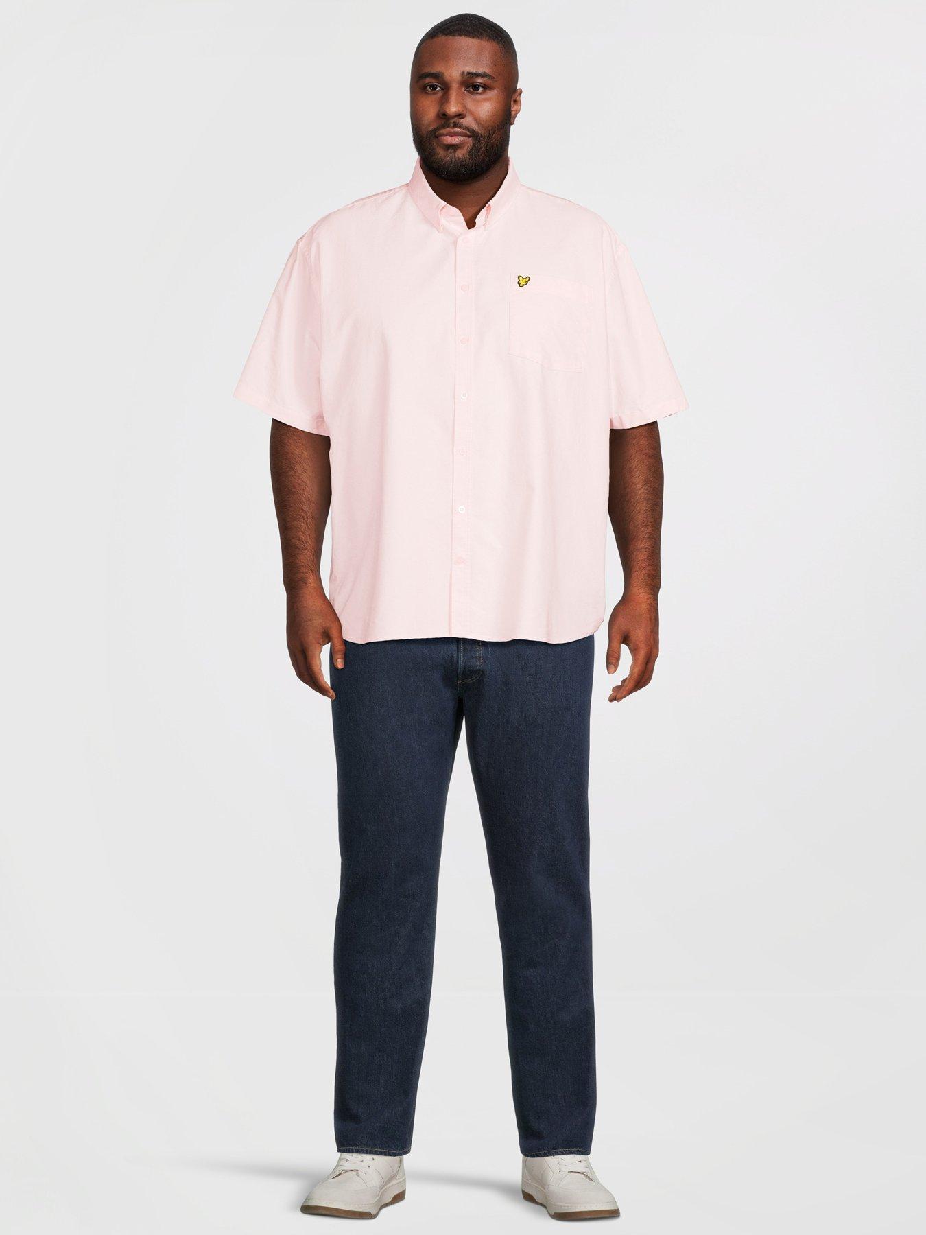Image 3 of 5 of Lyle & Scott Big &amp; Tall Short Sleeve Oxford Shirt - Pink