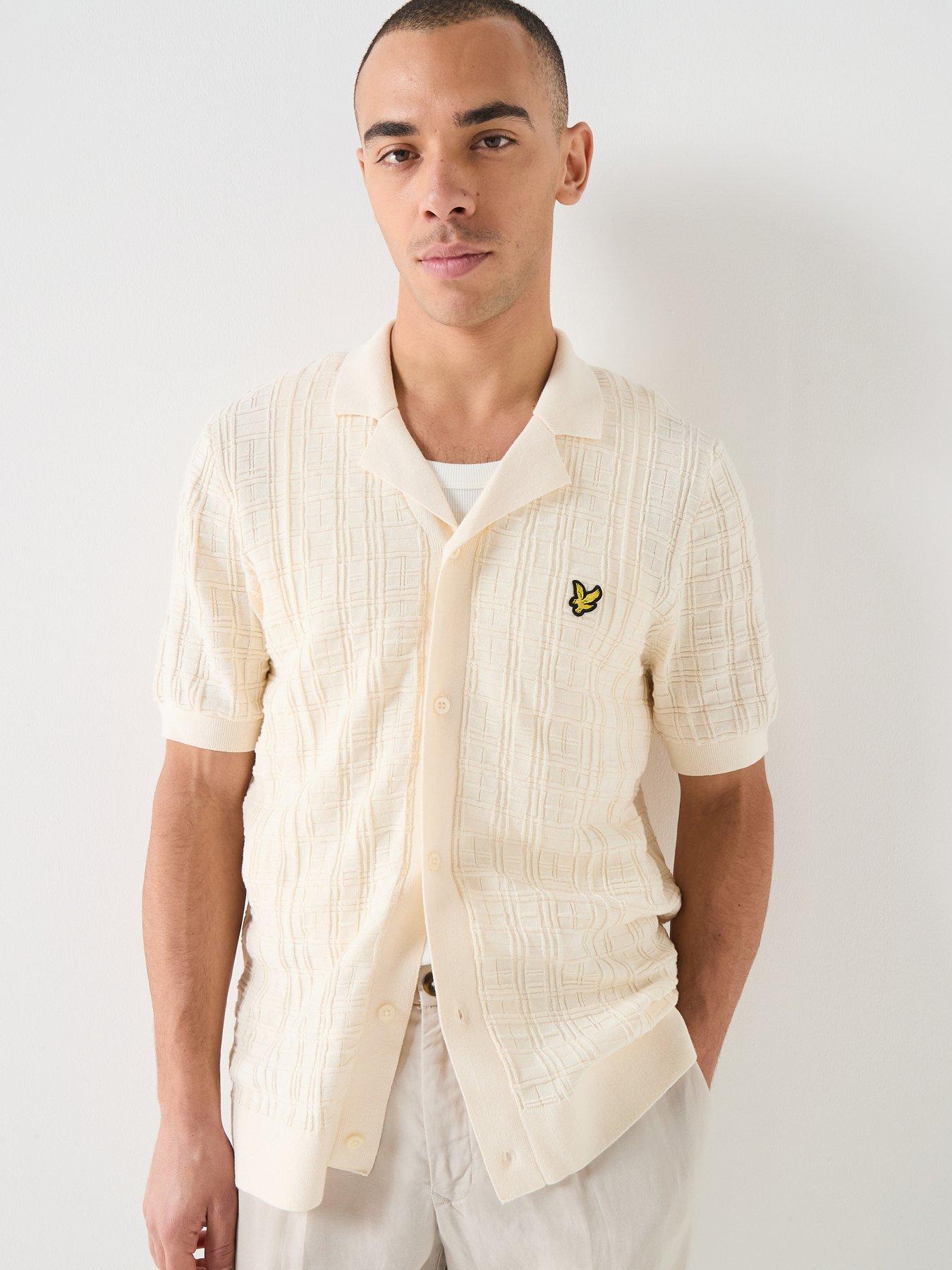 Lyle & Scott Jacquard Check Knitted Resort Shirt - Beige