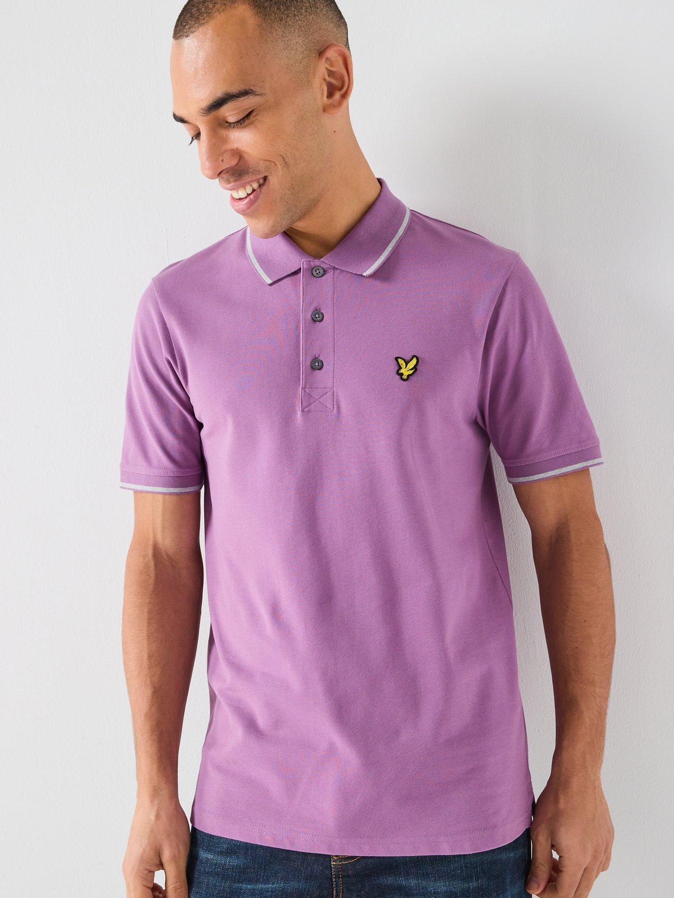Image 1 of 4 of Lyle & Scott Tipped Polo Shirt - Light Purple