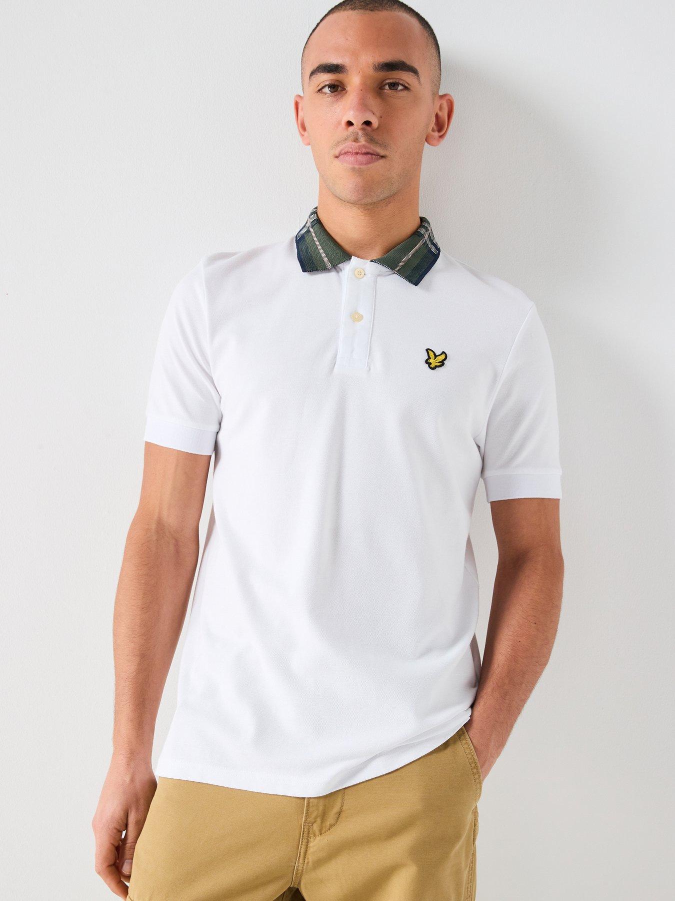 Lyle & Scott Lyle  &  Scott Tartan Collar Polo Shirt -white