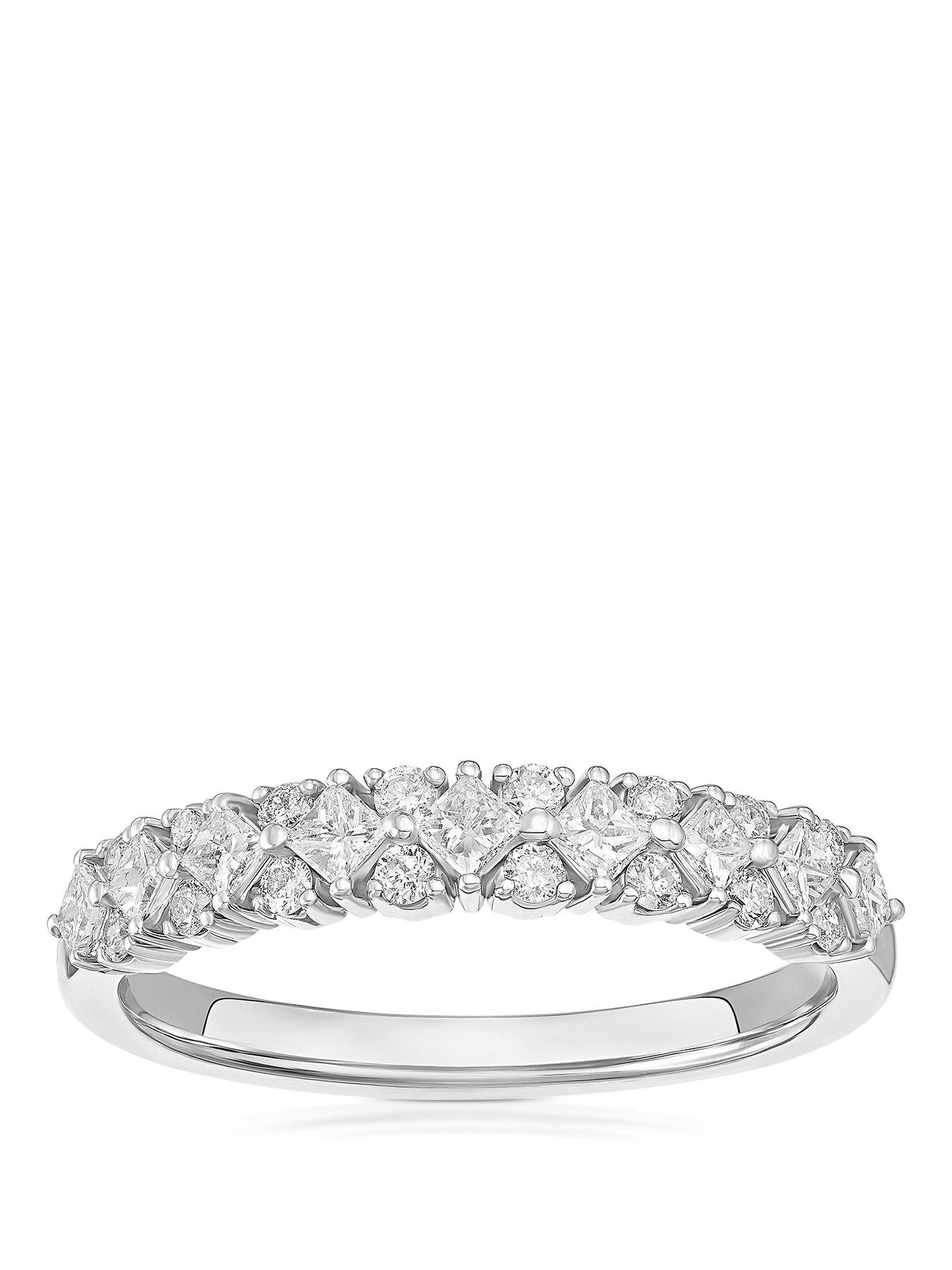 Ernest Jones Princess  &  Round Eternity 0.50Ct Diamond Ring - Platinum
