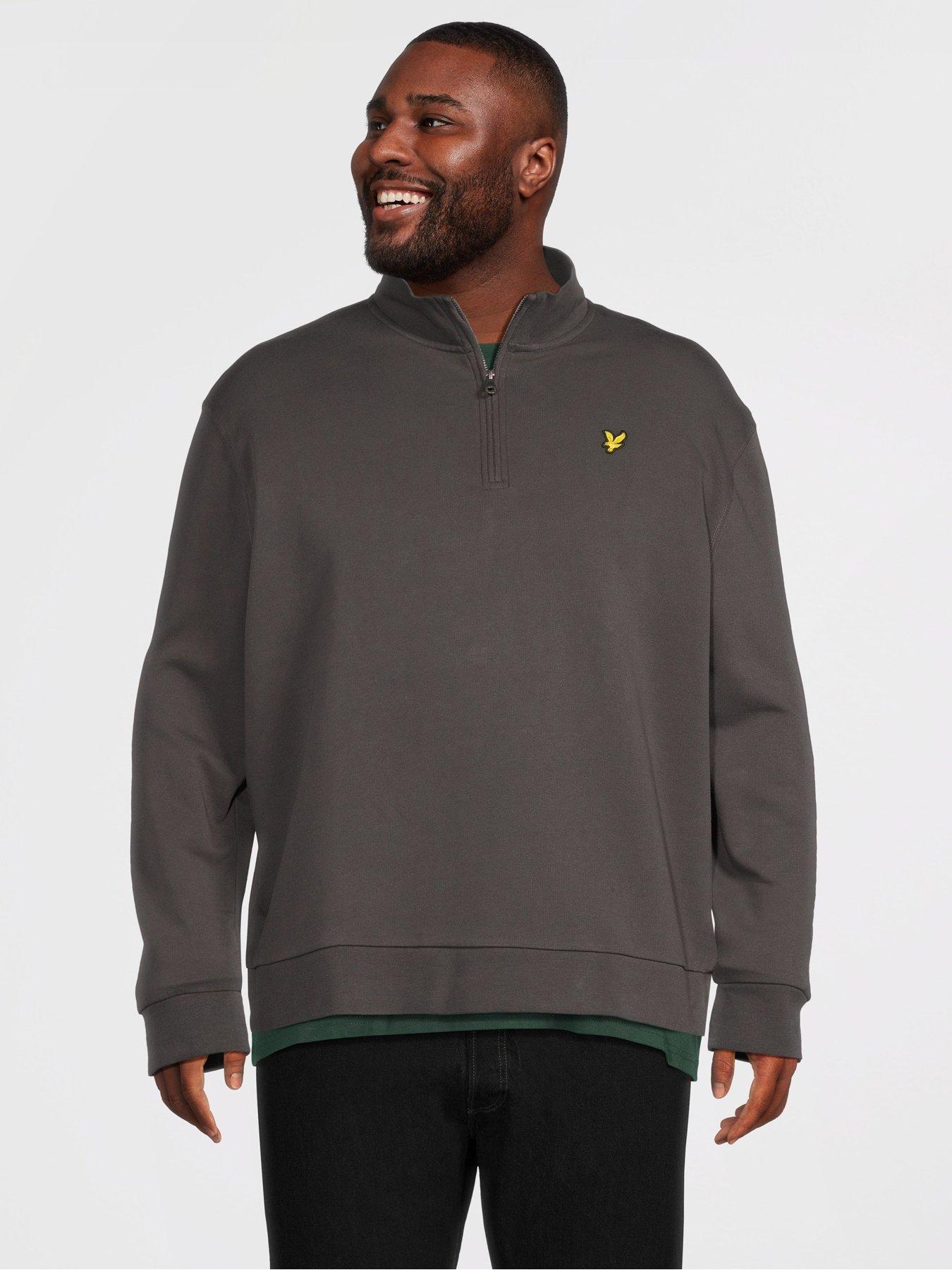 Lyle & Scott Big Tall Loopback Quarter Zip Sweatshirt - Grey