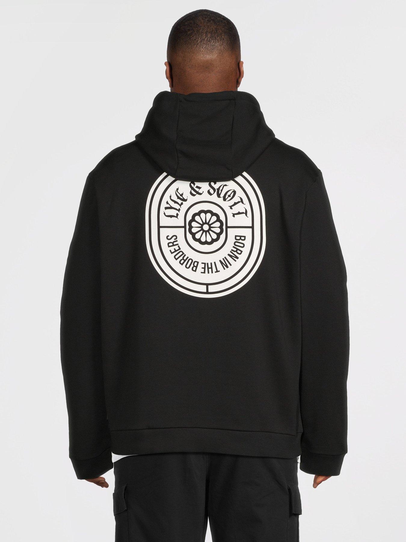Lyle & Scott Big Tall Borders Label Graphic Hoodie - Black