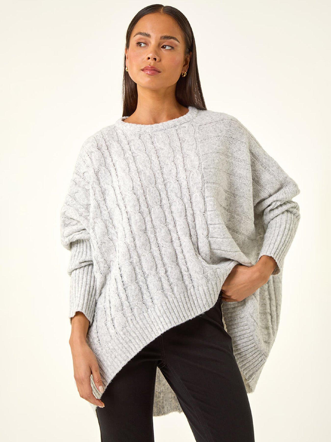 Roman Petite Contrast Cable Knit Jumper - Grey