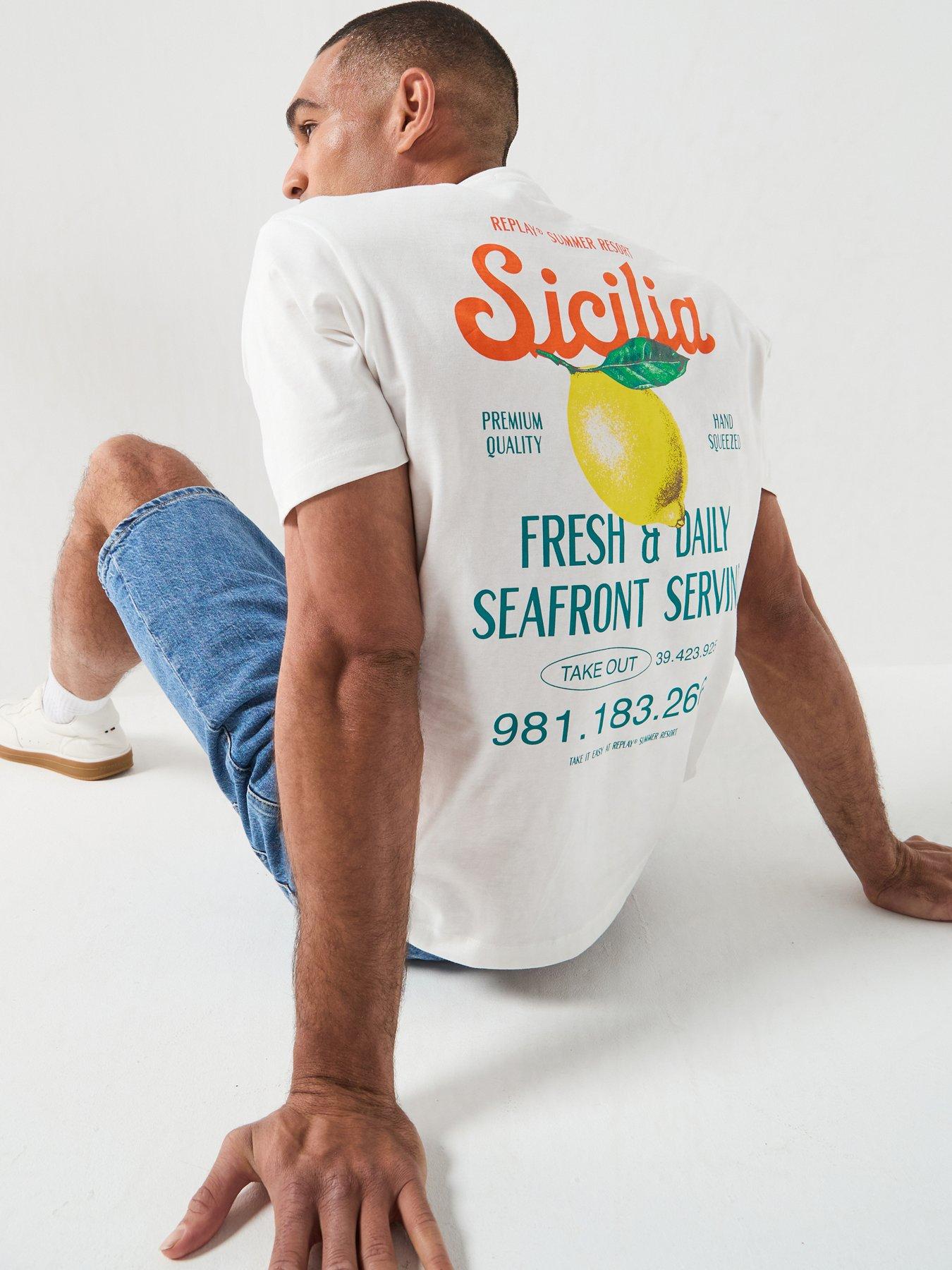 Replay Replay Sicilia Back Graphic T-shirt - White