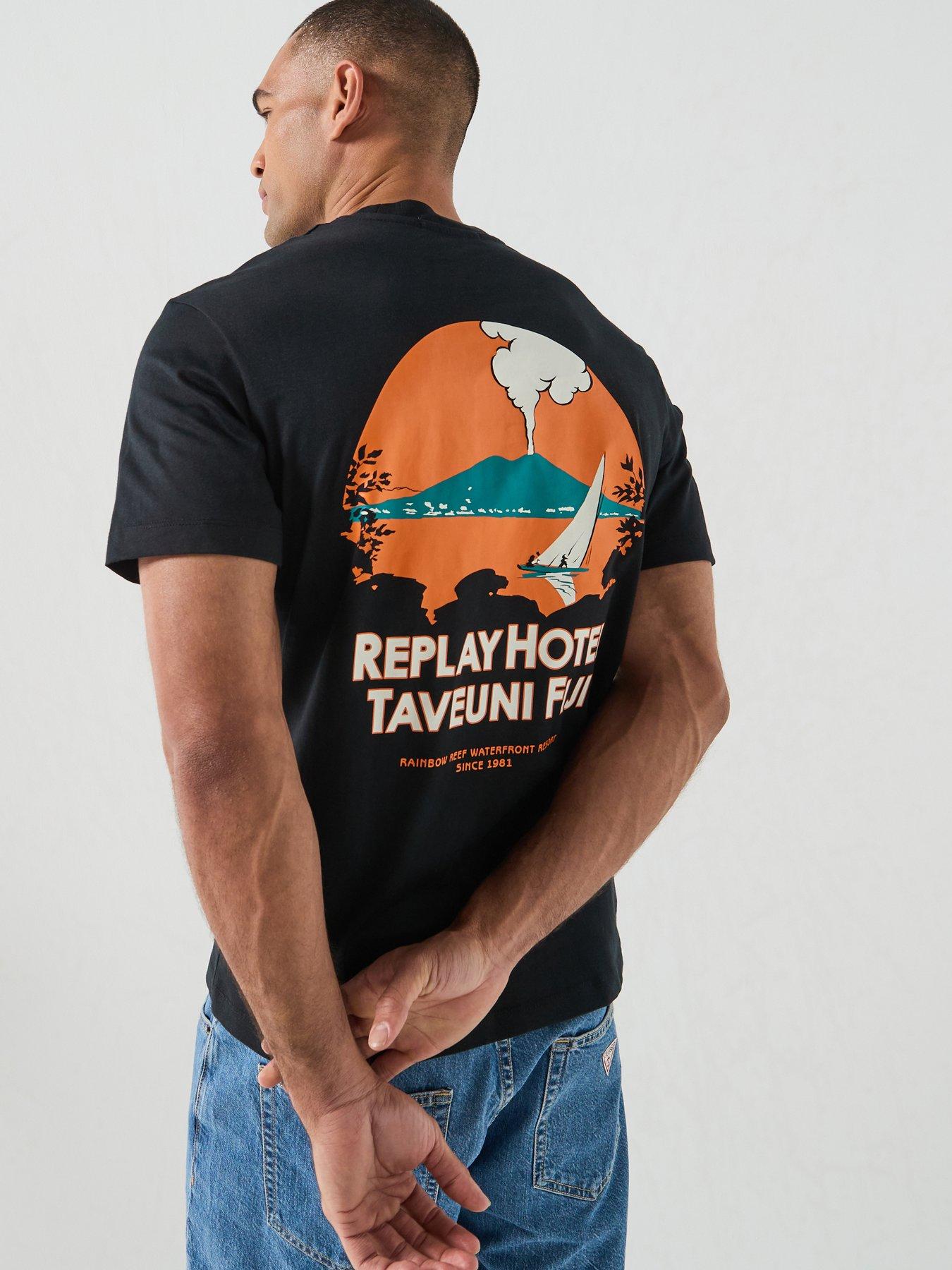 Replay Replay Replay Hotel Fiji Back Graphic T-shirt - Black