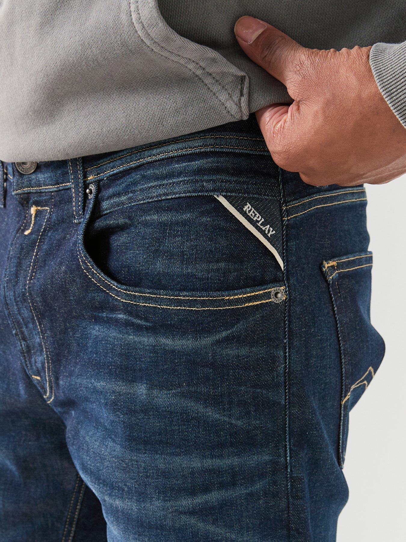 Image 4 of 6 of Replay Grover Slim Straight Jeans - Dark Blue