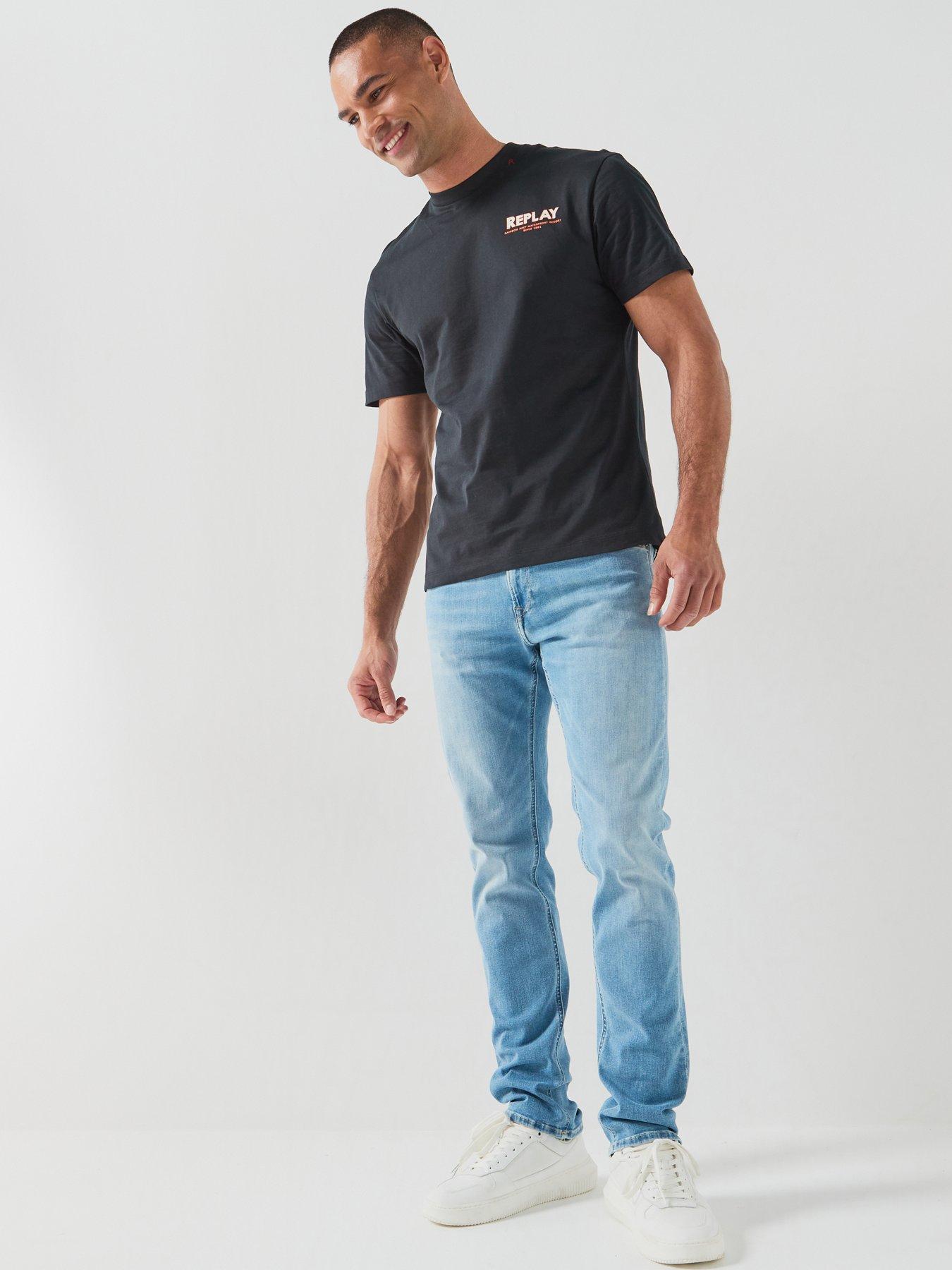 Image 3 of 5 of Replay Grover Slim Straight Jeans - Light Blue