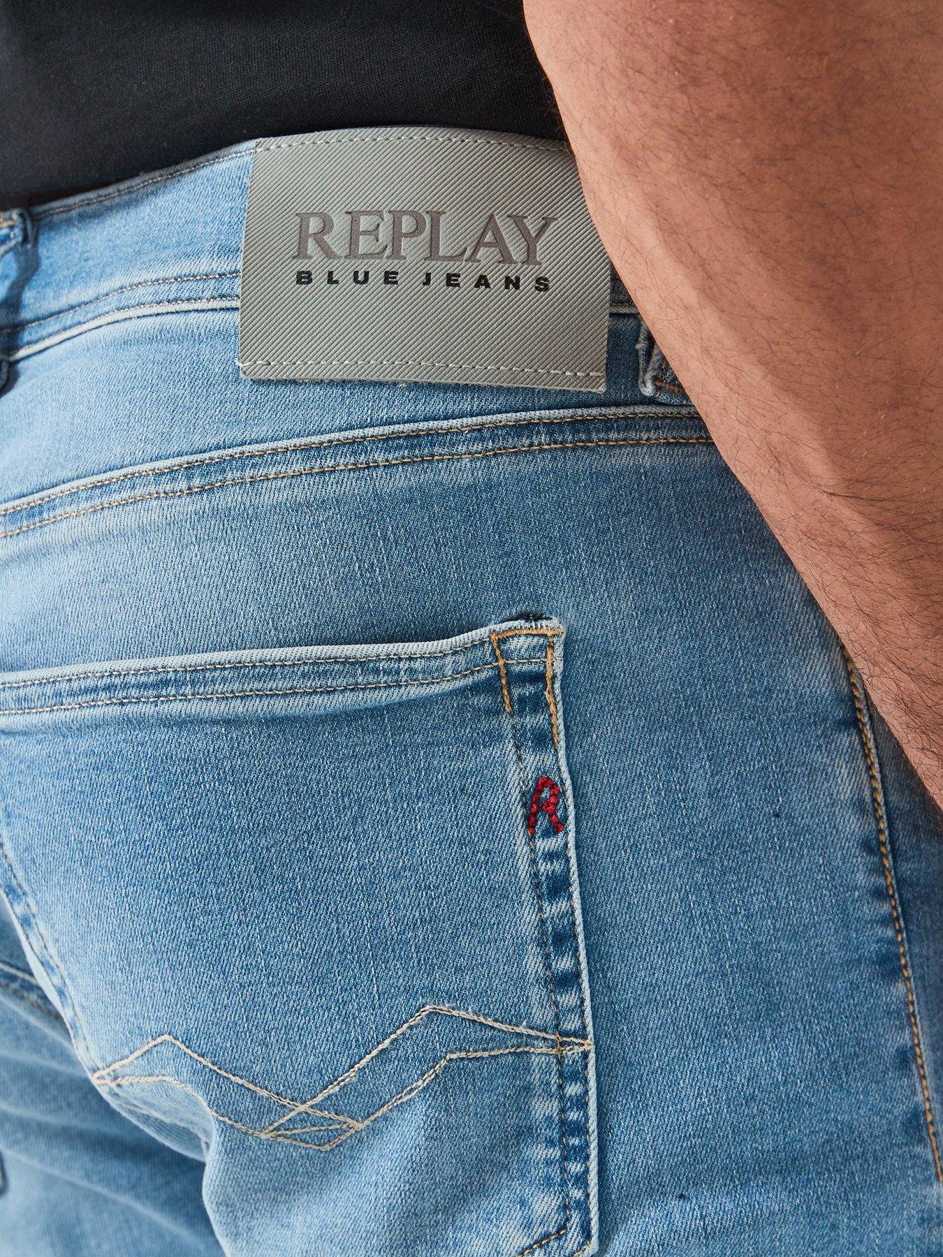 Image 4 of 5 of Replay Grover Slim Straight Jeans - Light Blue