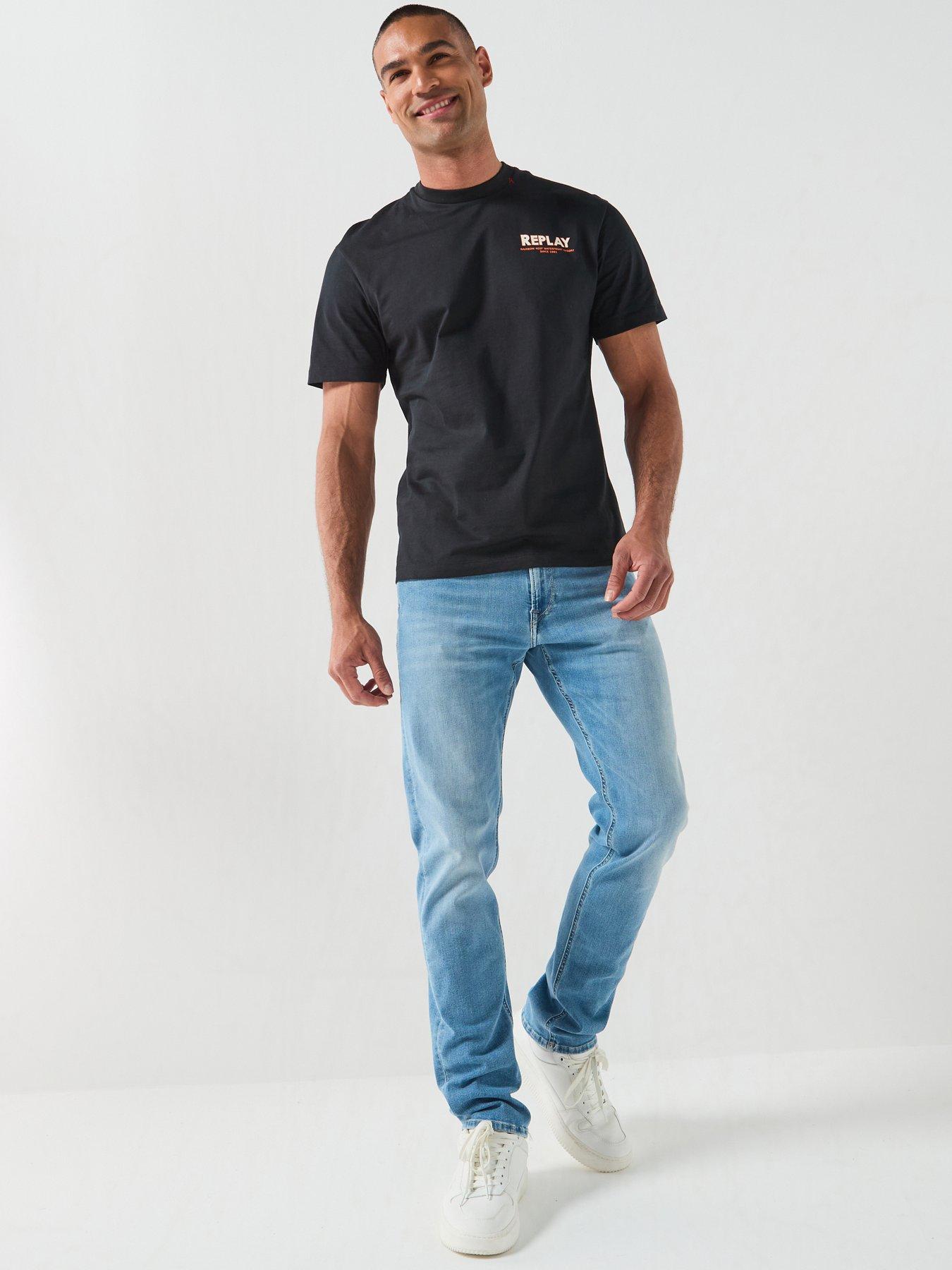 Image 5 of 5 of Replay Grover Slim Straight Jeans - Light Blue