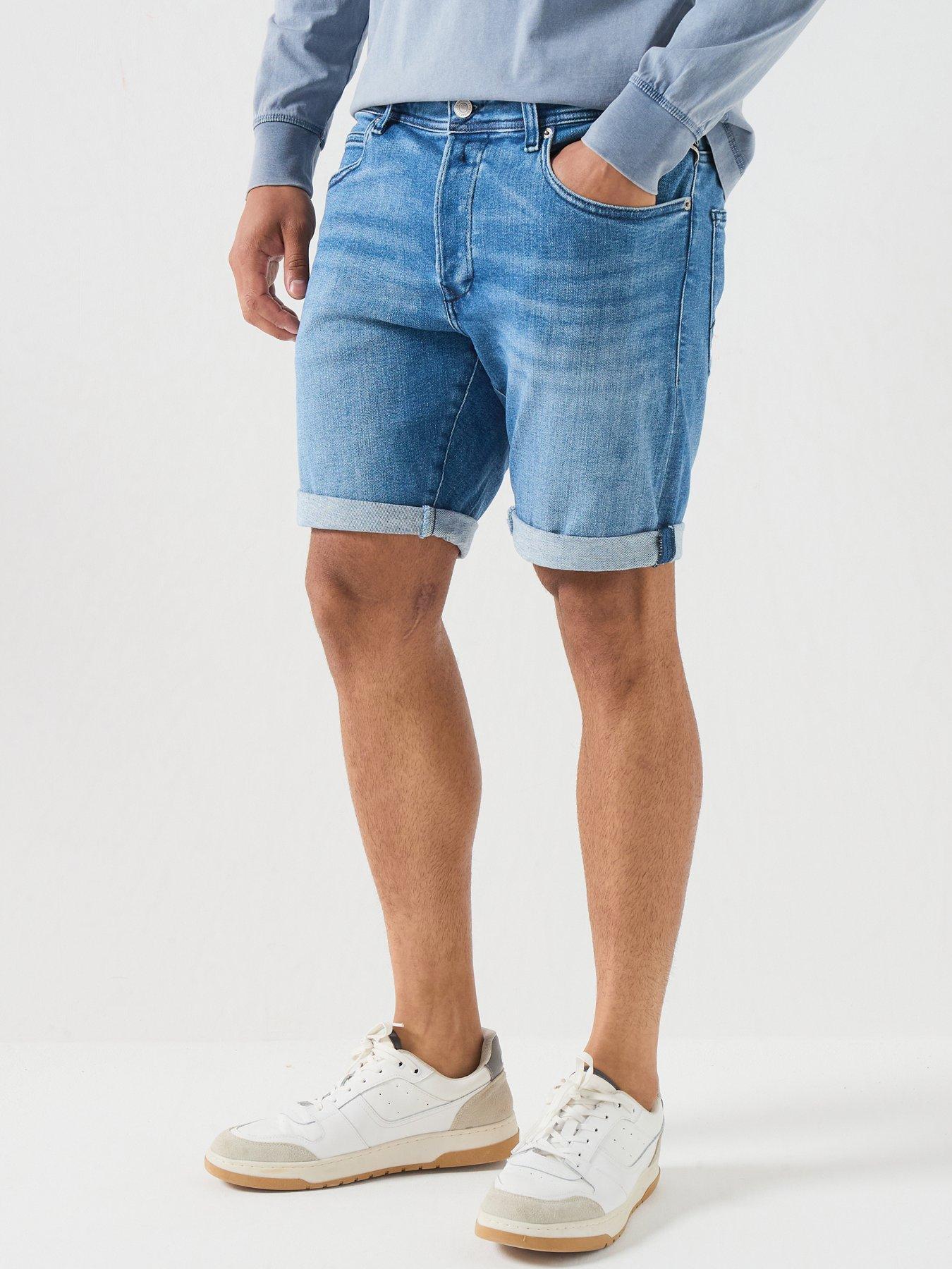 Replay Regular Denim Shorts, Blue, Size 38, Men