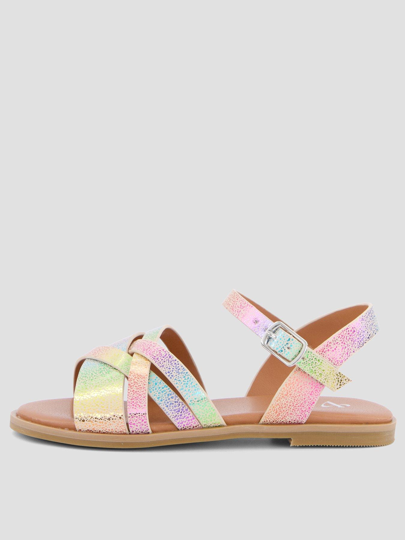 Image 1 of 7 of The Very Collection Rainbow Cross-Strap Sandals - Multi