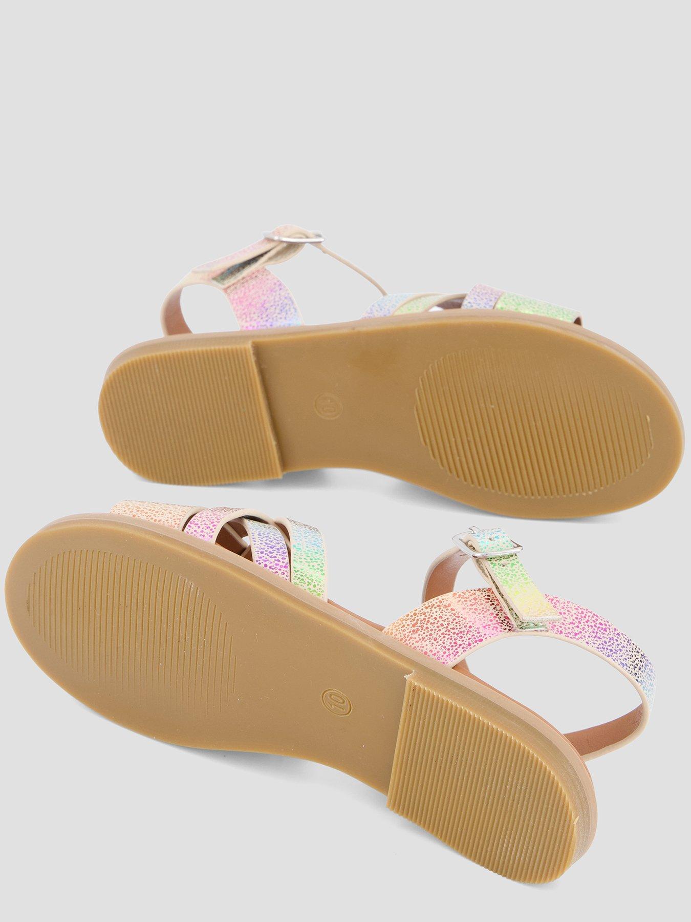 Image 4 of 7 of The Very Collection Rainbow Cross-Strap Sandals - Multi