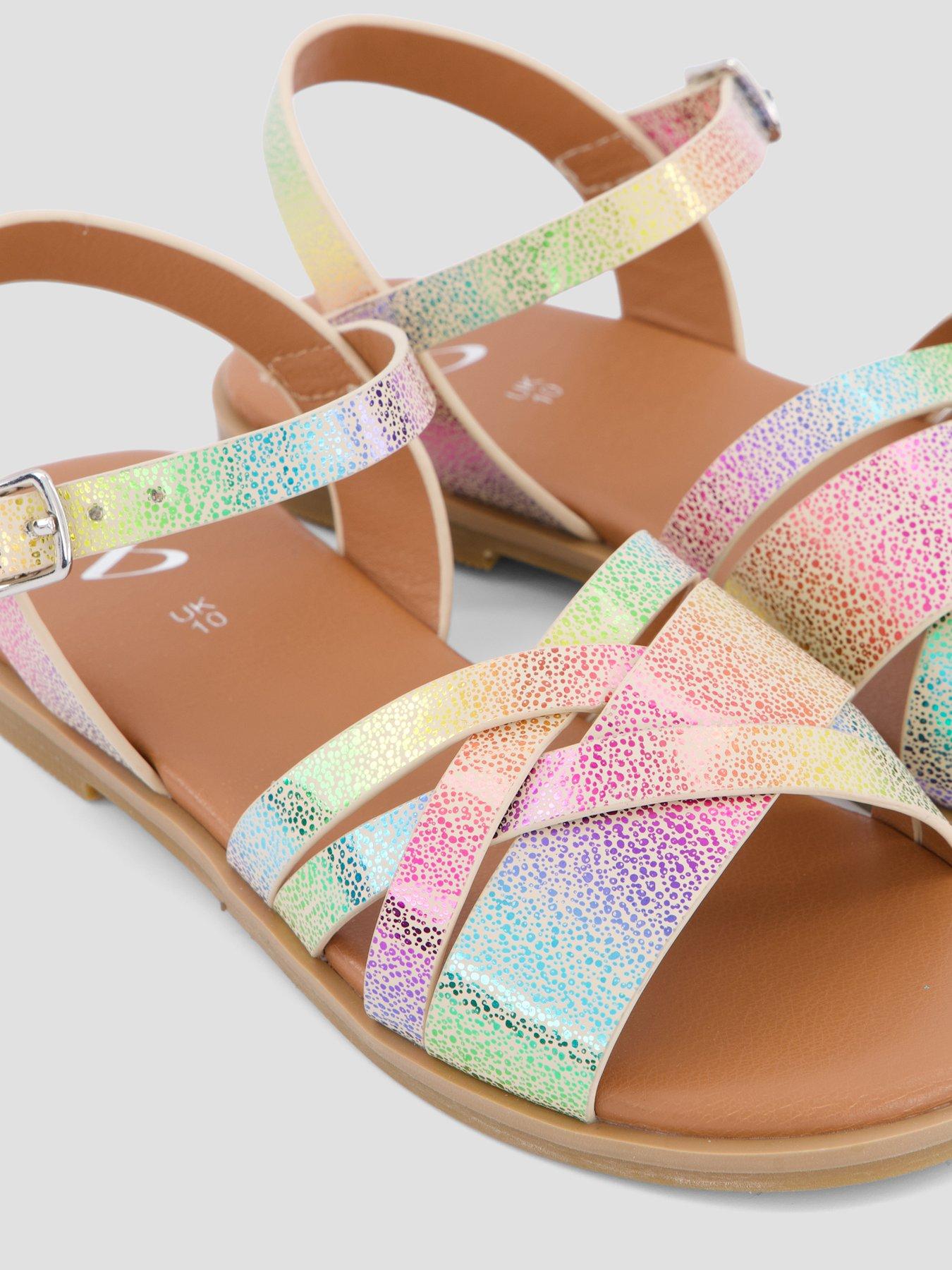 Image 5 of 7 of The Very Collection Rainbow Cross-Strap Sandals - Multi