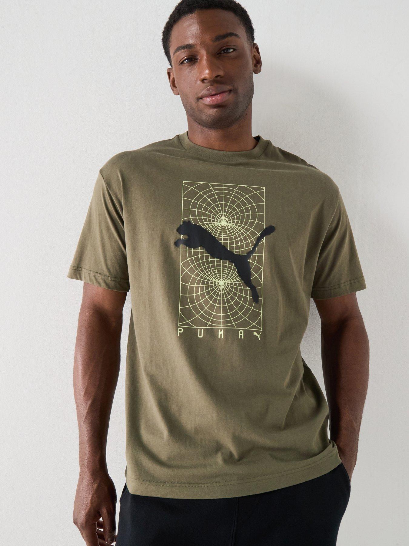 Puma: Mens Tech Relaxed Graphic T-Shirt - Green