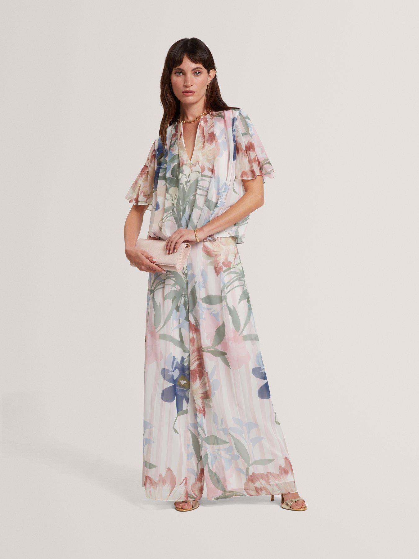 Ted Baker Printed Wide Leg Pleated Co Ord Trousers - Pink
