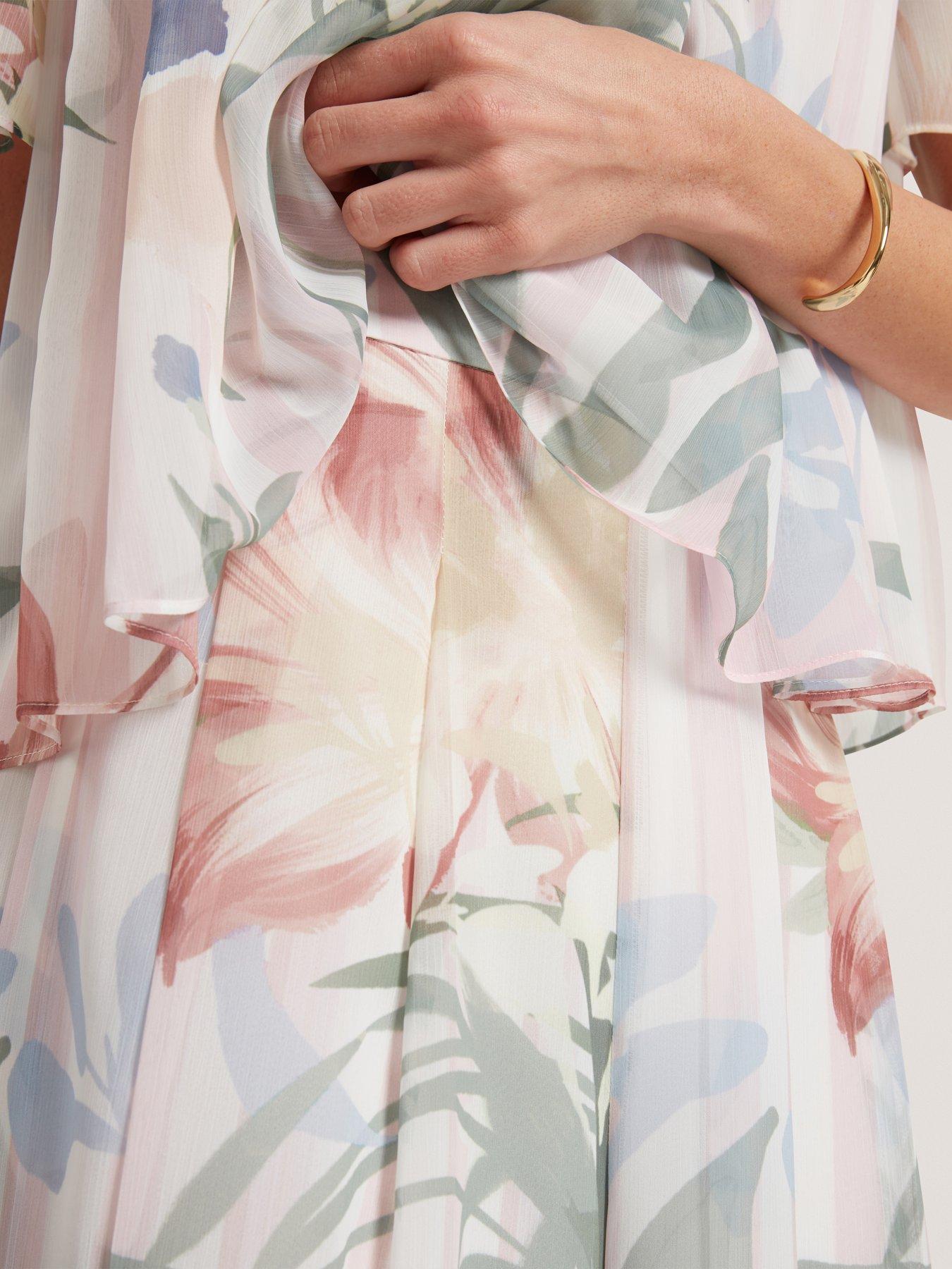 Image 4 of 6 of Ted Baker Printed Wide Leg Pleated Trouser - Multi