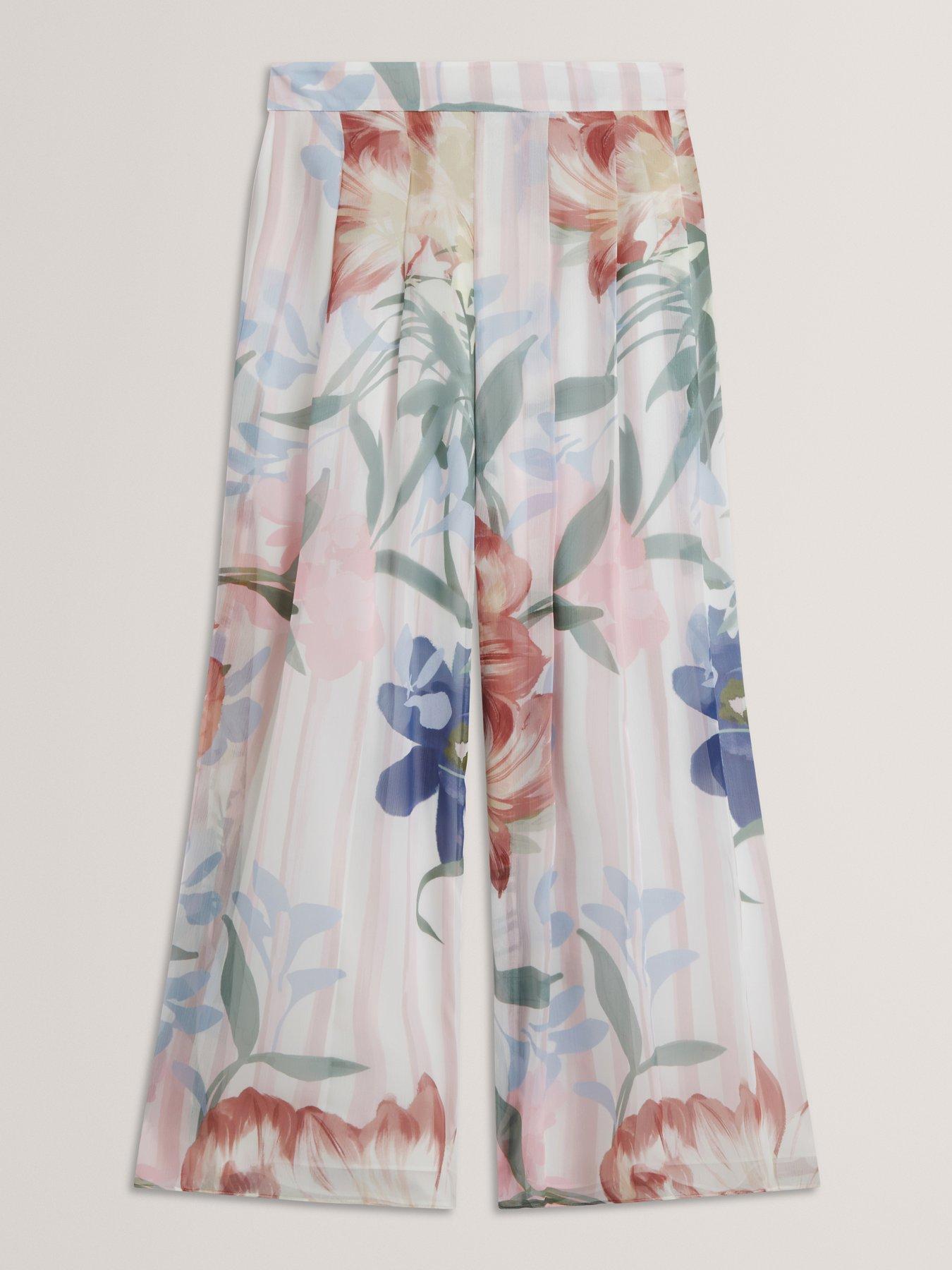 Image 6 of 6 of Ted Baker Printed Wide Leg Pleated Trouser - Multi