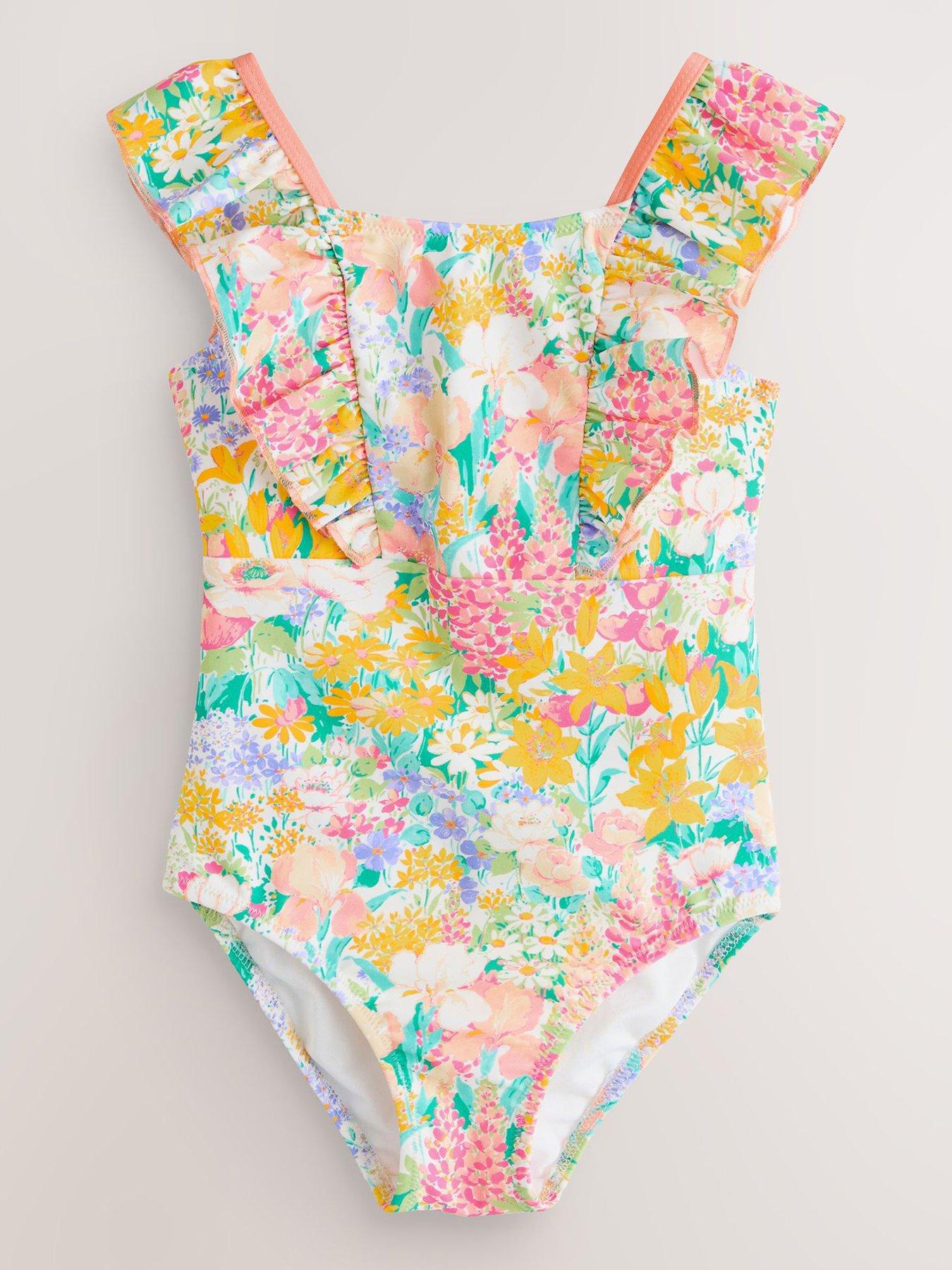 Laura Ashley Older Girls Floral Frill Swimsuit - Multi