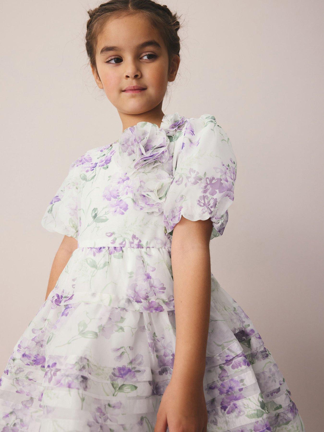 Laura Ashley Older Girls Corsage Floral Occasion Dress - White