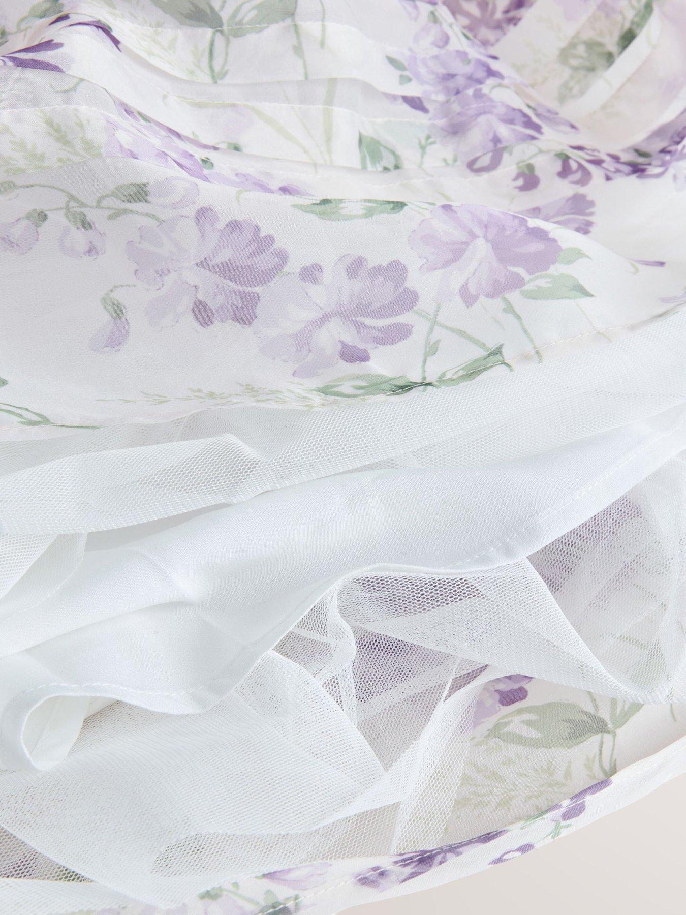 Image 4 of 7 of Laura Ashley Older Girls Corsage Floral Occasion Dress - White