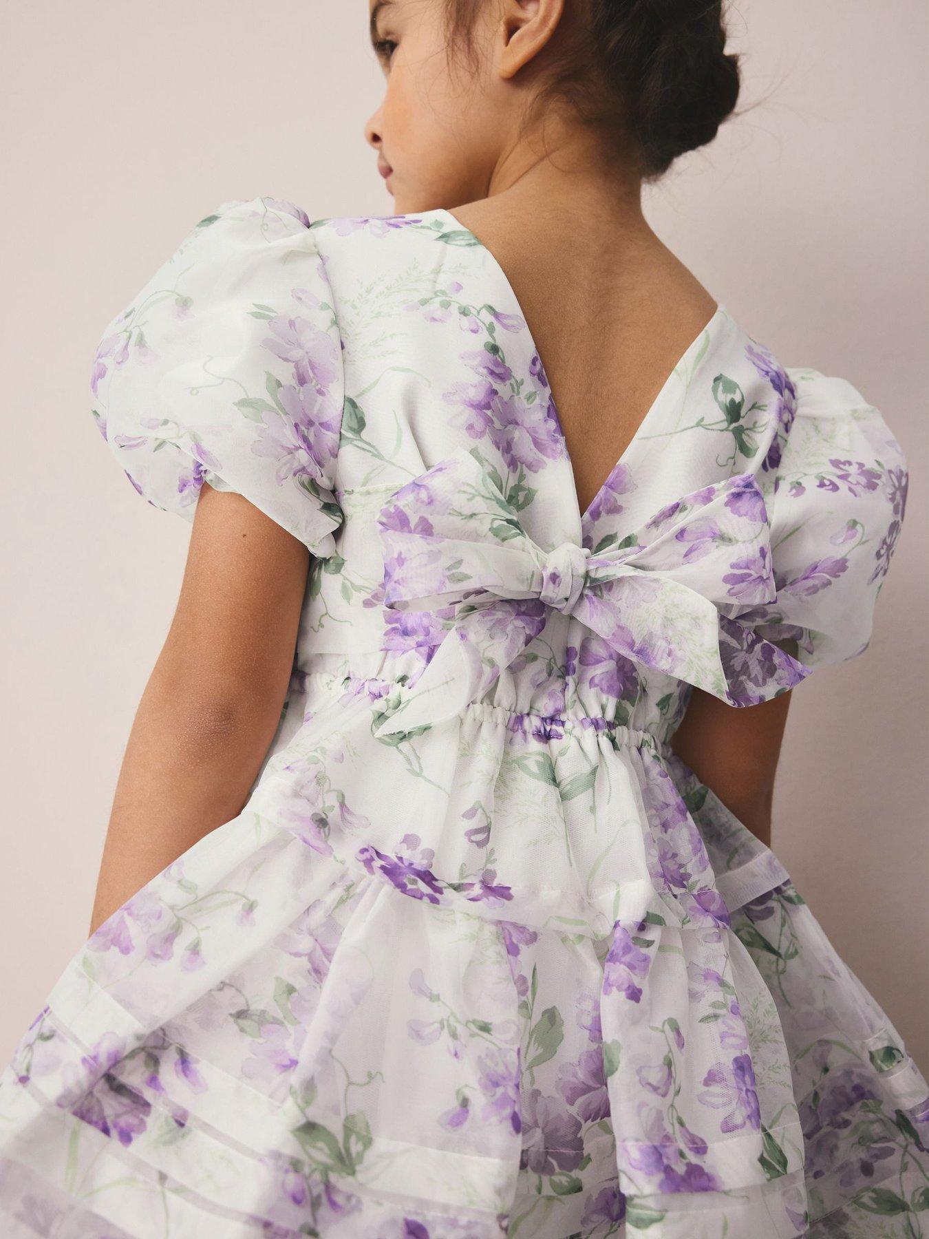 Image 6 of 7 of Laura Ashley Older Girls Corsage Floral Occasion Dress - White