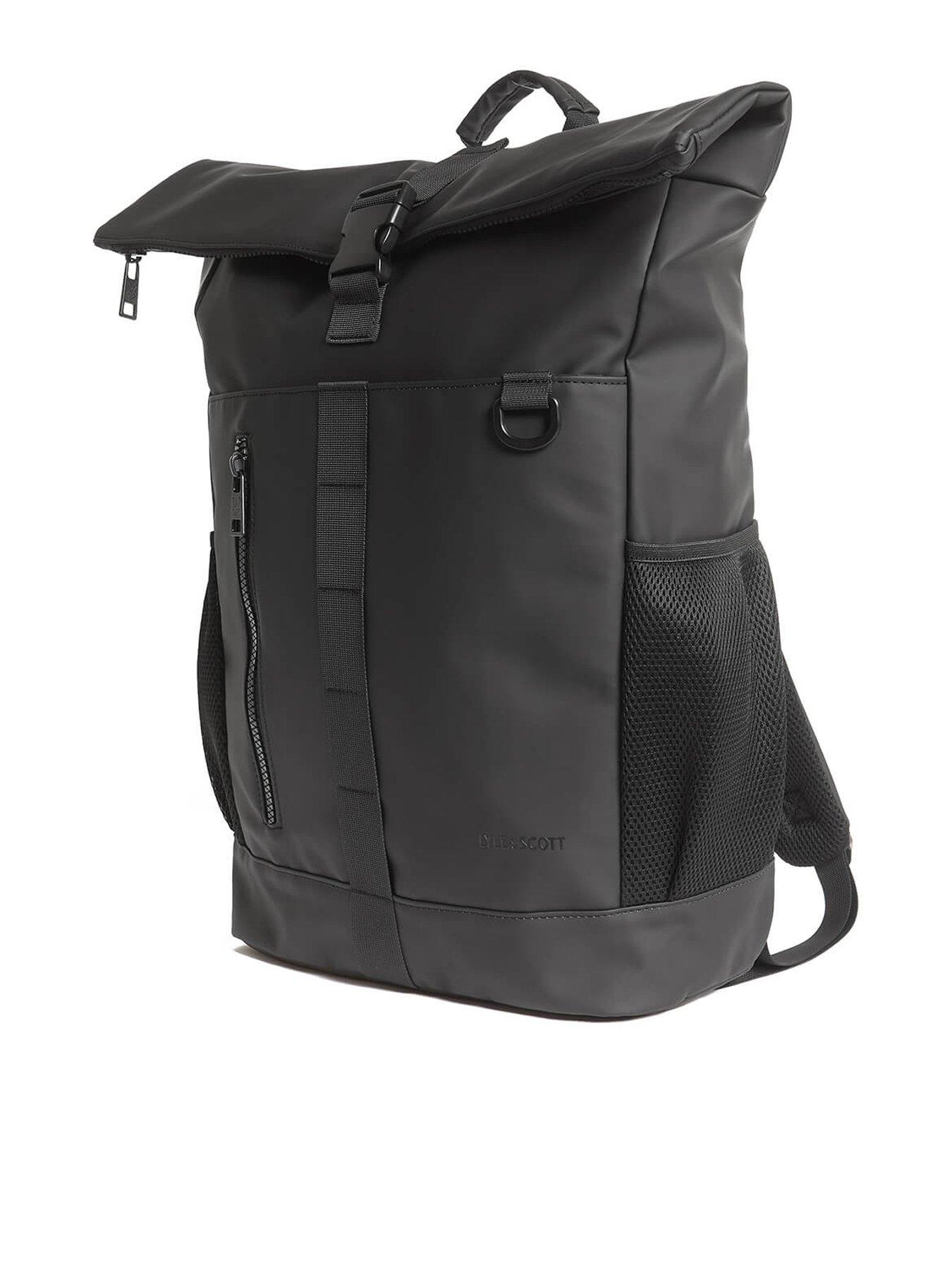 Lyle & Scott Lyle  &  Scott Weather Resistant Roll Top Backpack -Black