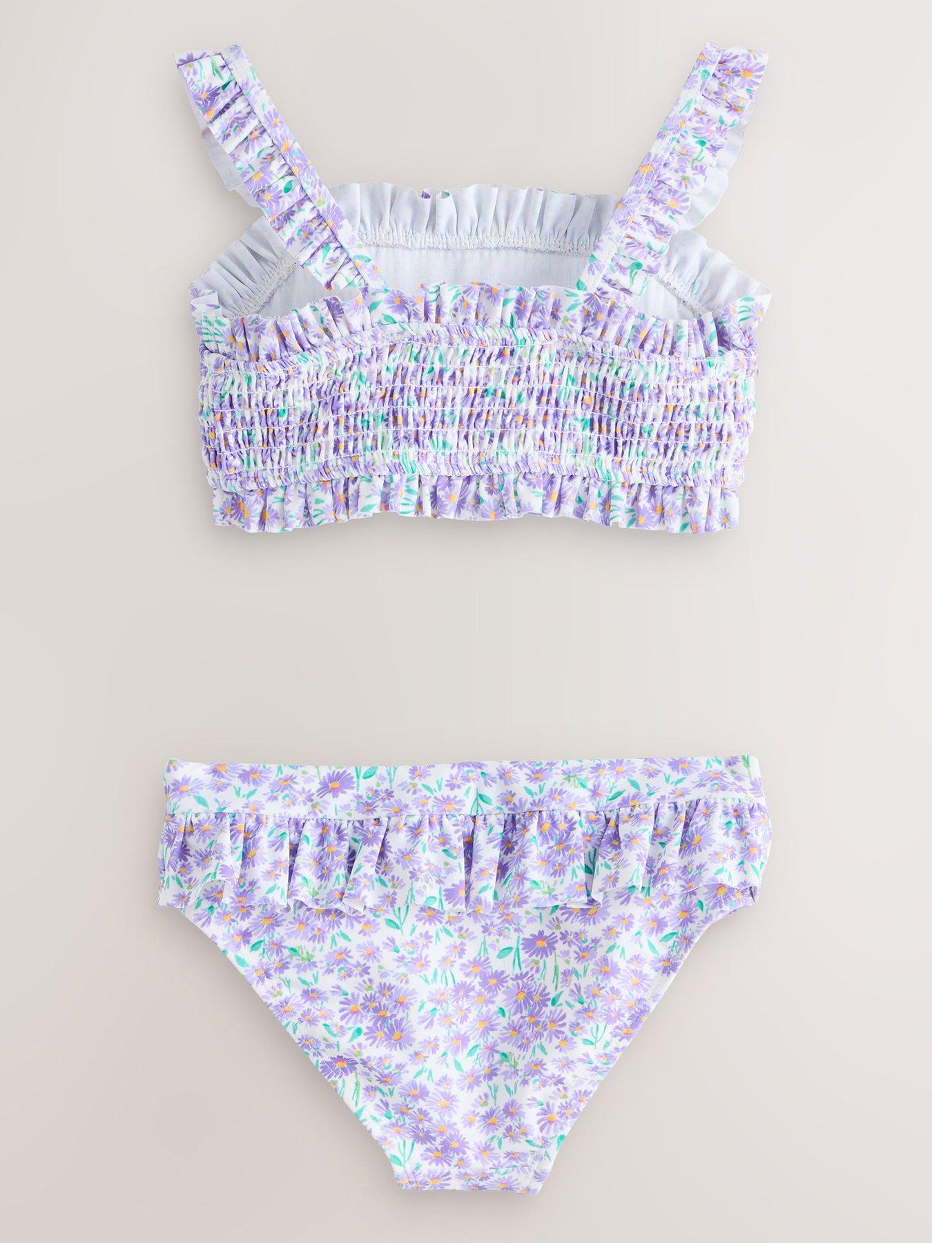 Image 2 of 4 of Laura Ashley Older Girls Shirred Ditsy Bikini - Purple