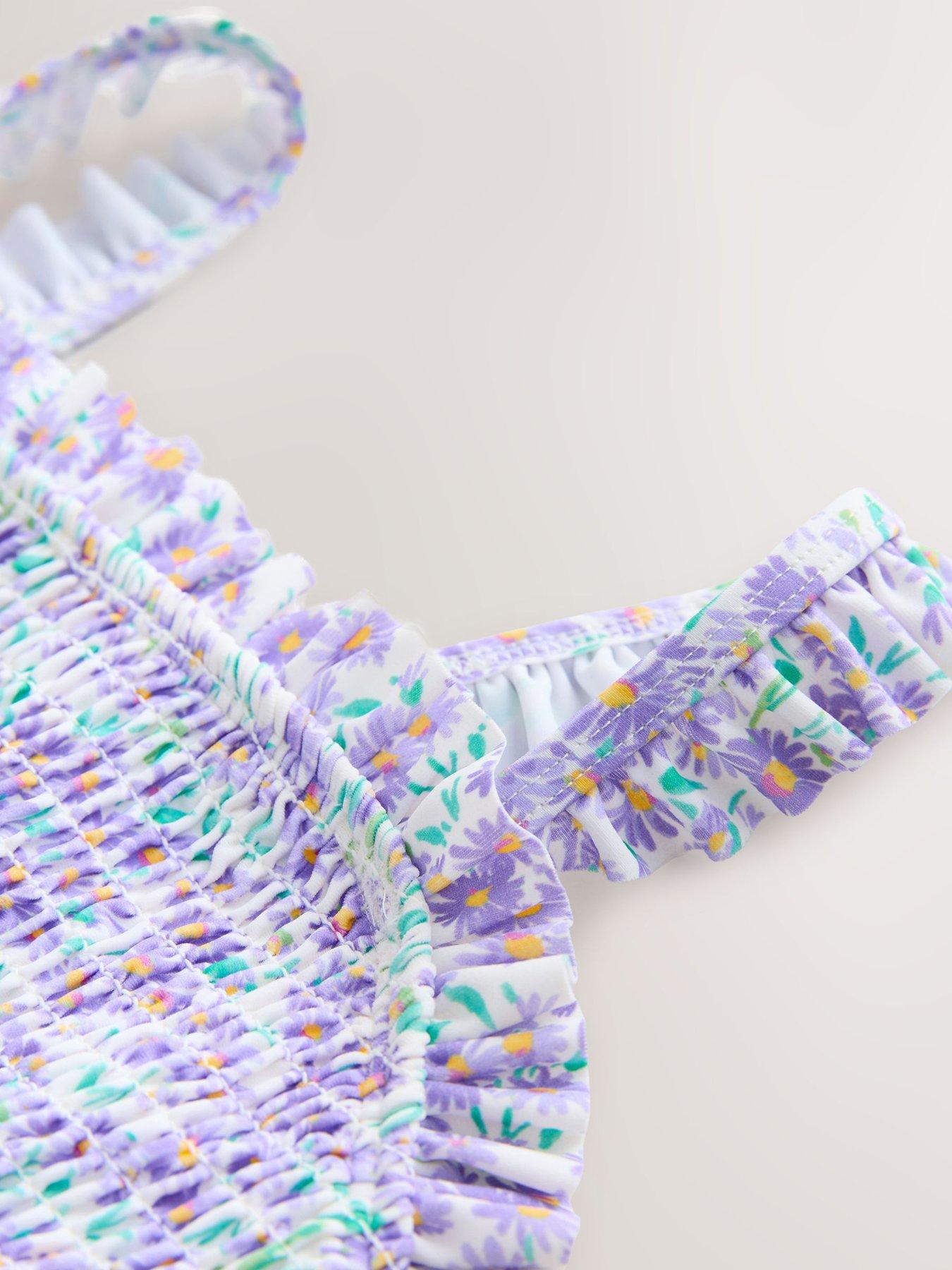Image 4 of 4 of Laura Ashley Older Girls Shirred Ditsy Bikini - Purple